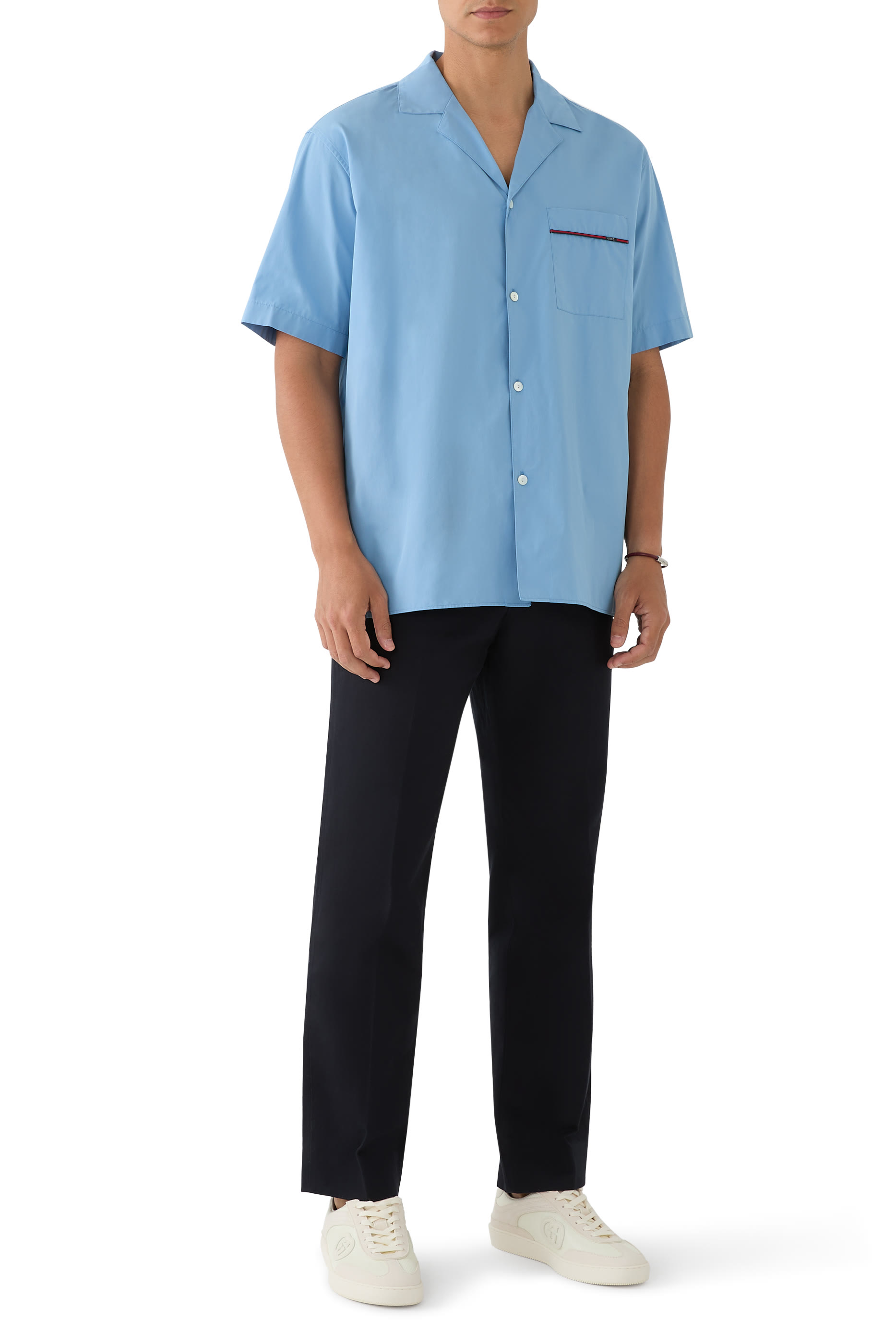 قميص مزين بشريط ويب قطن