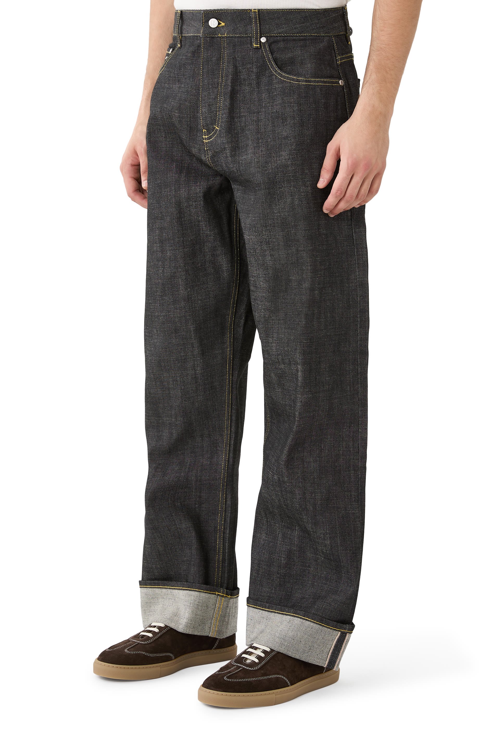 بنطال جينز دنيم بحافة منسوجة