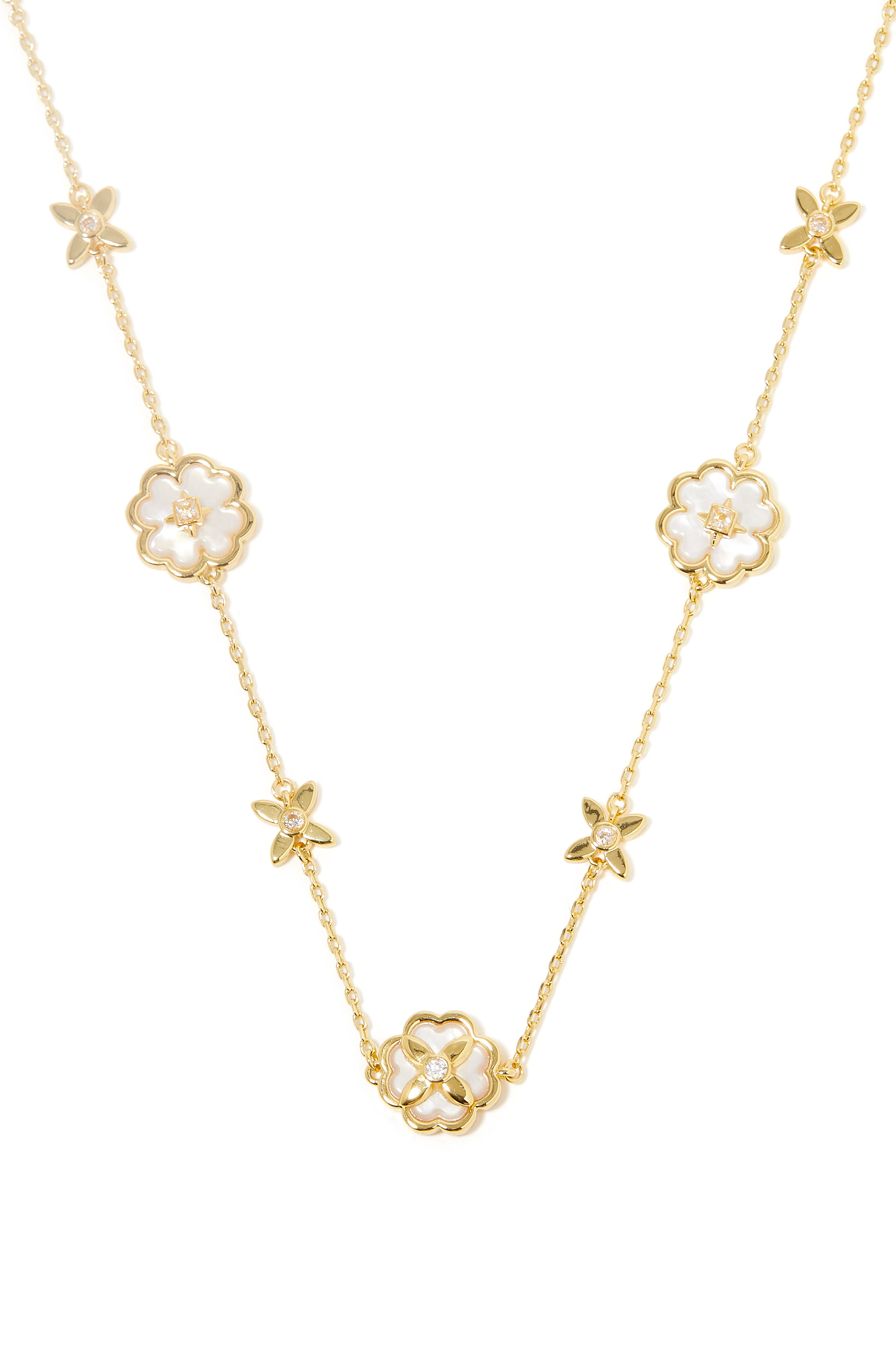 قلادة هيريتدج بلوم بحلي مرصعة بعرق اللؤلؤ معدن مطلي