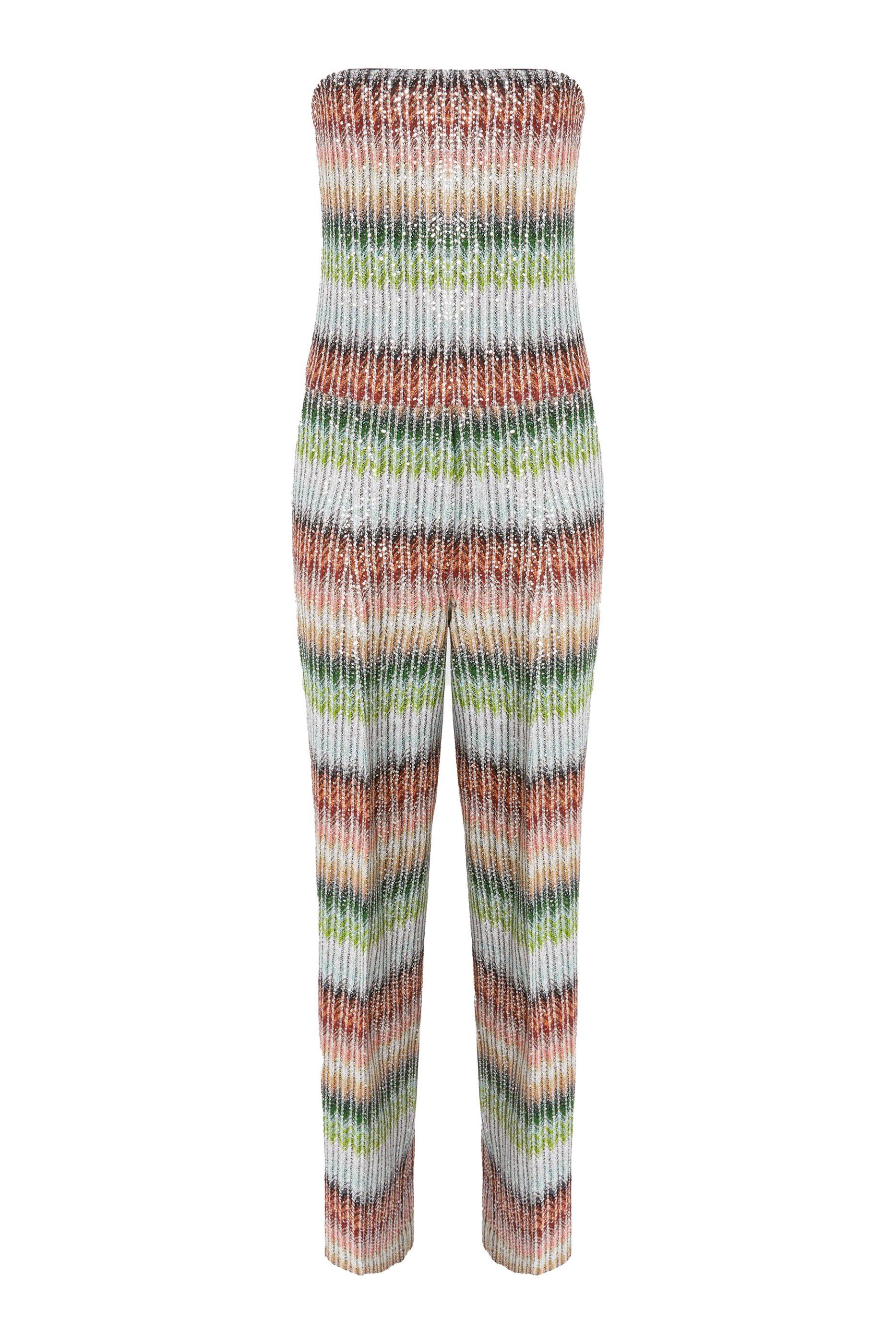 جمبسوت بصدرية طويلة بنقشة خطوط متعرجة متدرجة مطرز بالترتر