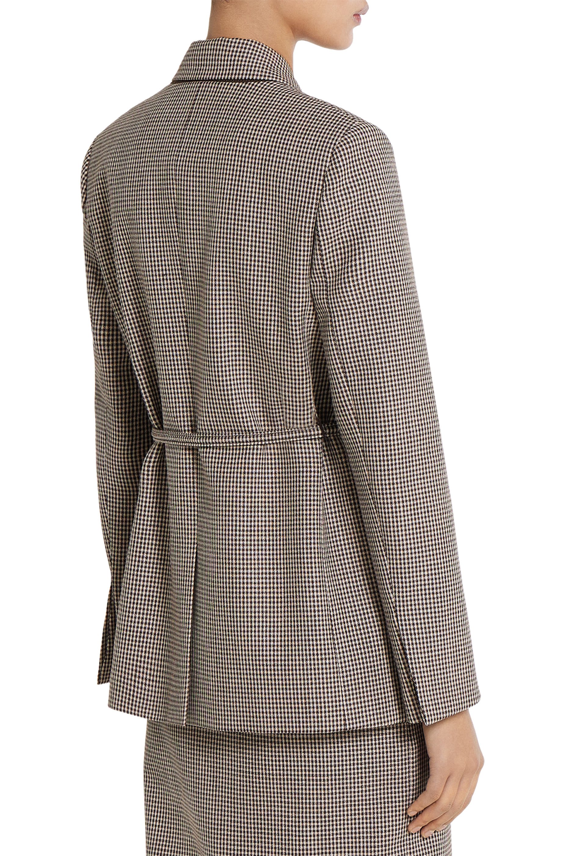 جاكيت بنقشة مربعات وحزام صوف