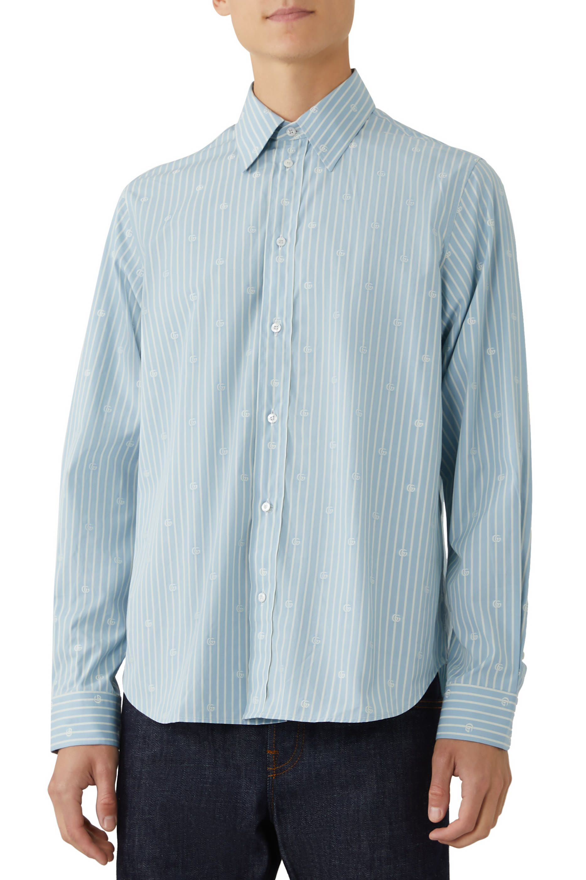 قميص بحروف شعار الماركة مخططة