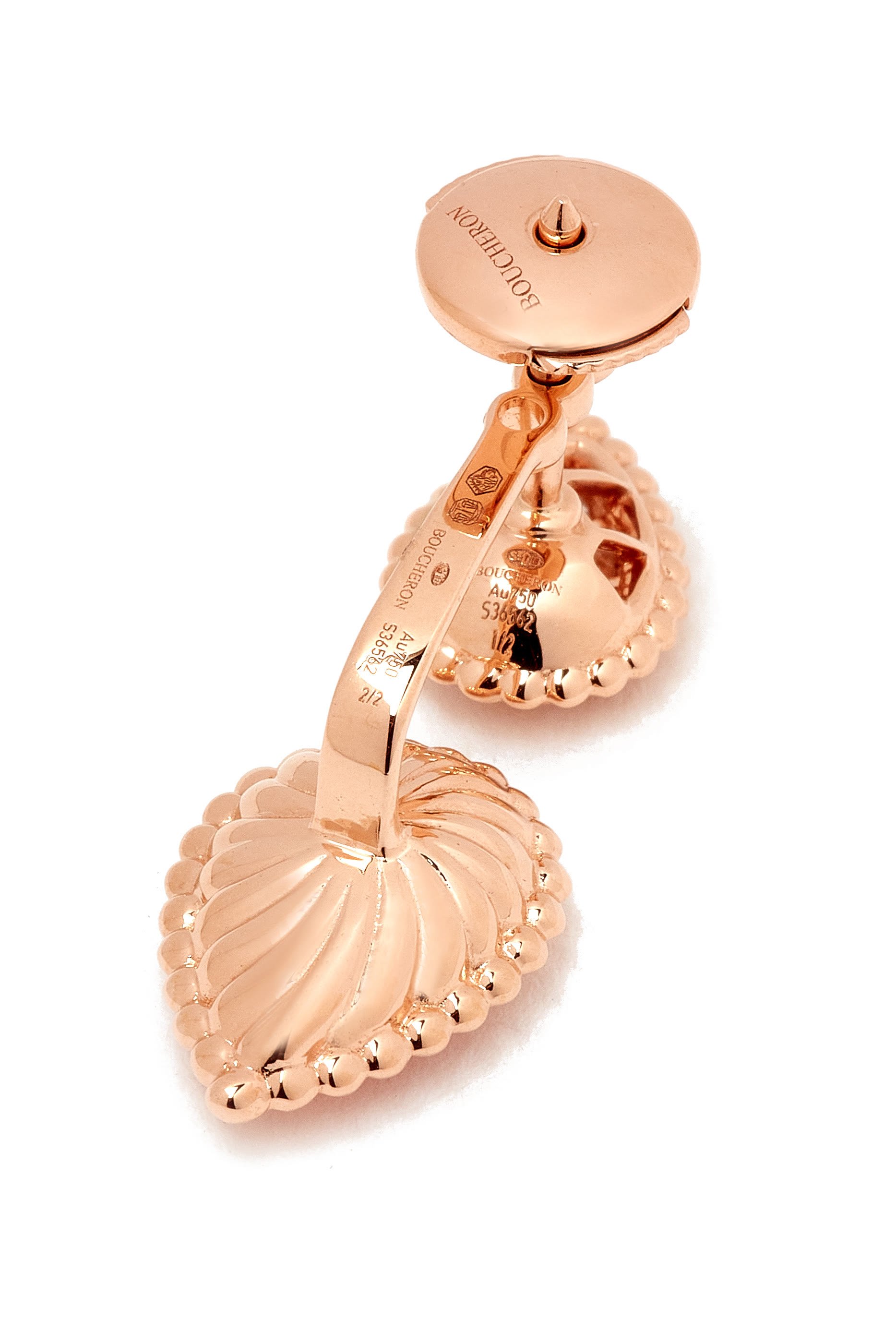 قرط منفرد سيربنت بوهيم مرصع بالماس والكوارتز ذهب وردي عيار 18 