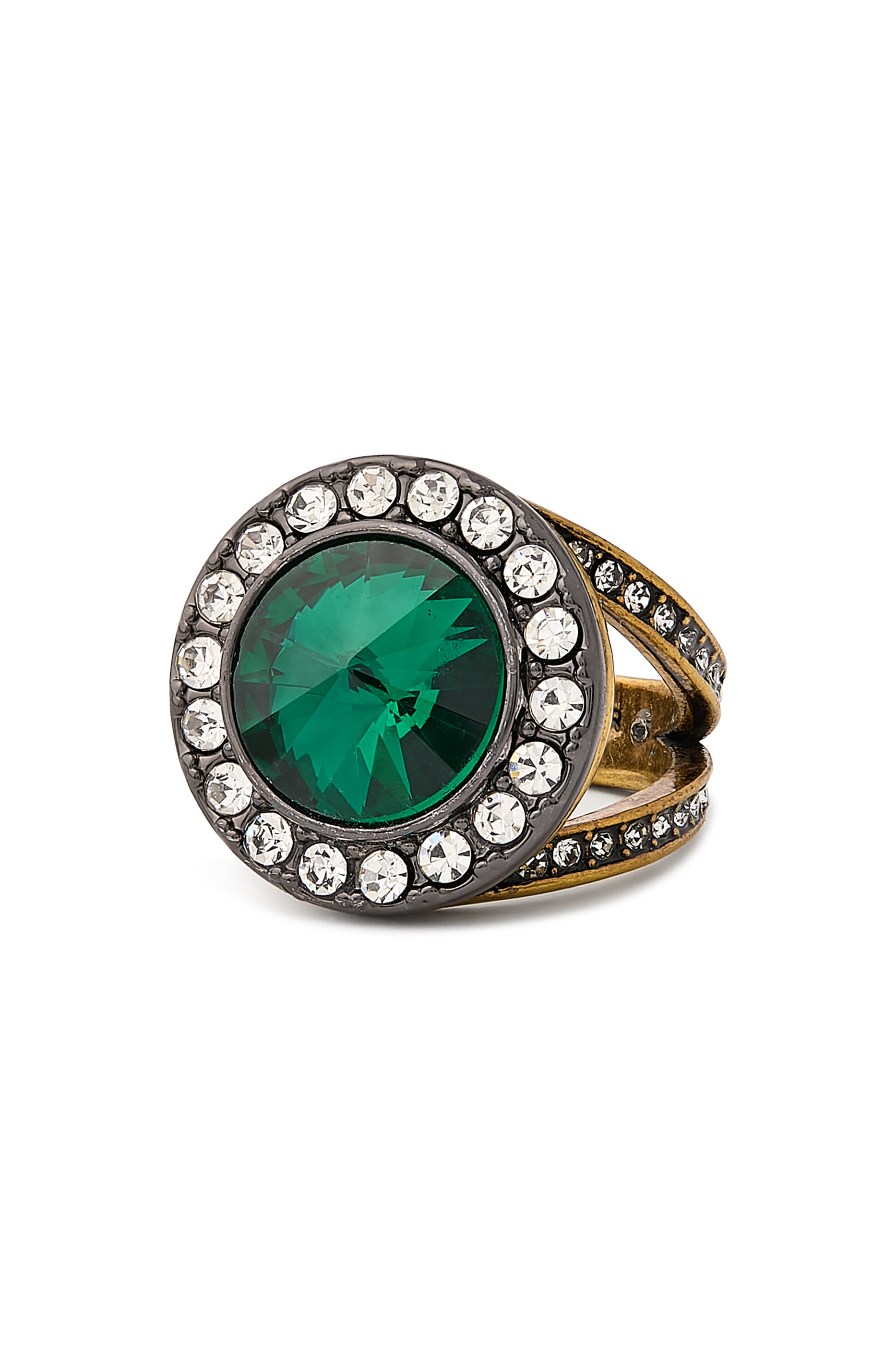 خاتم أوكتافيا صغير مرصع بأحجار زركونيا مكعبة، نحاس وزجاج.