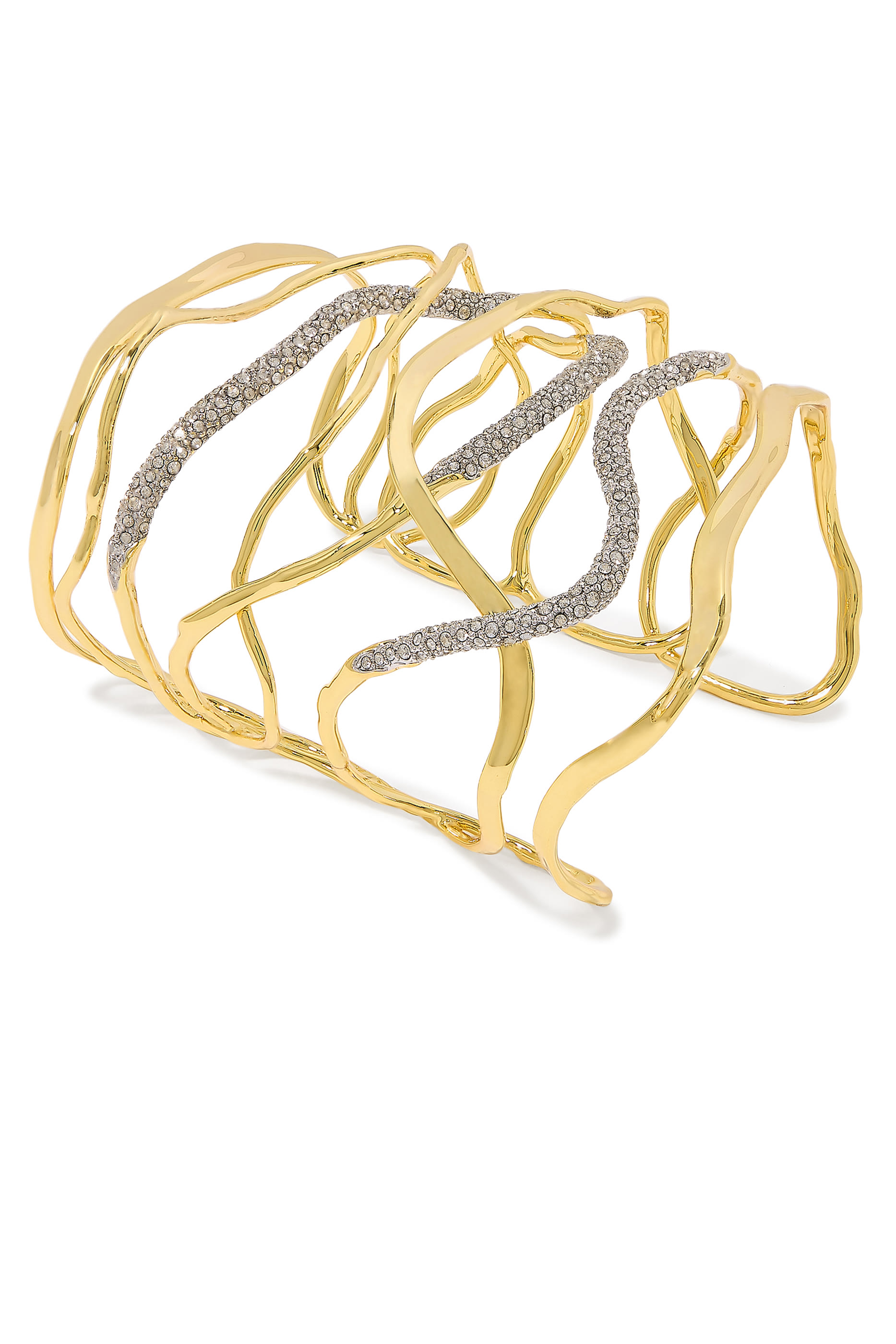 Solanales Crystal Intertwined Wide Cuff Bracelet