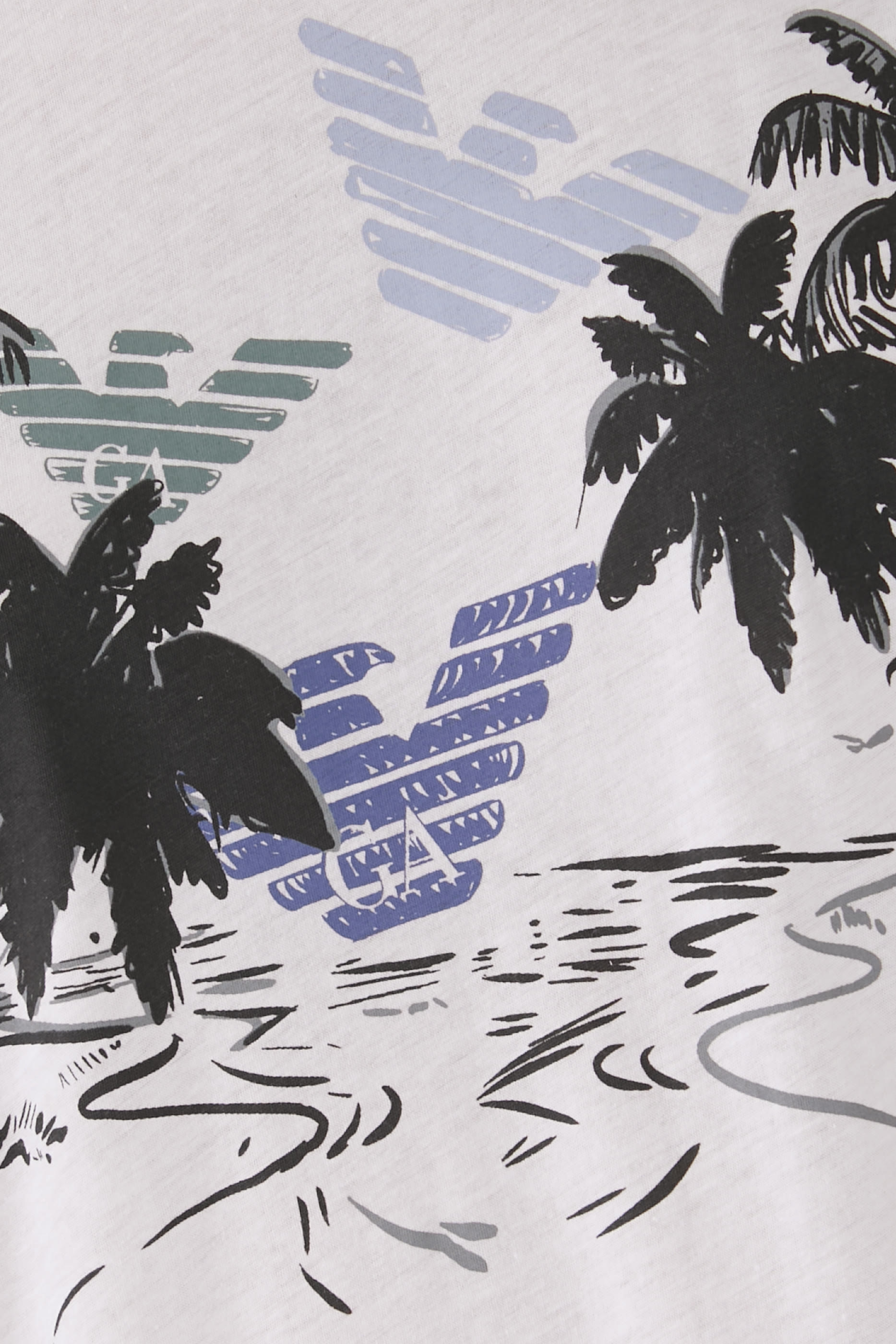 تيشيرت بطبعة شعار الماركة ونخيل