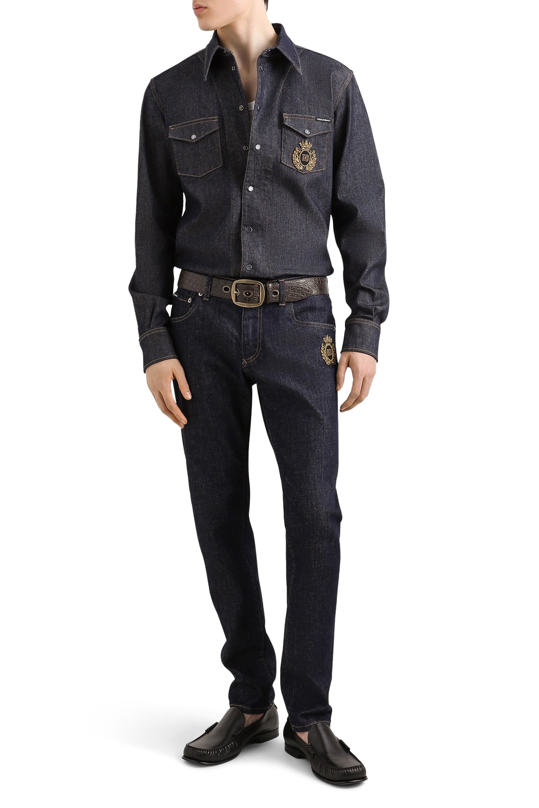 قميص بشعار هيرالديك دنيم