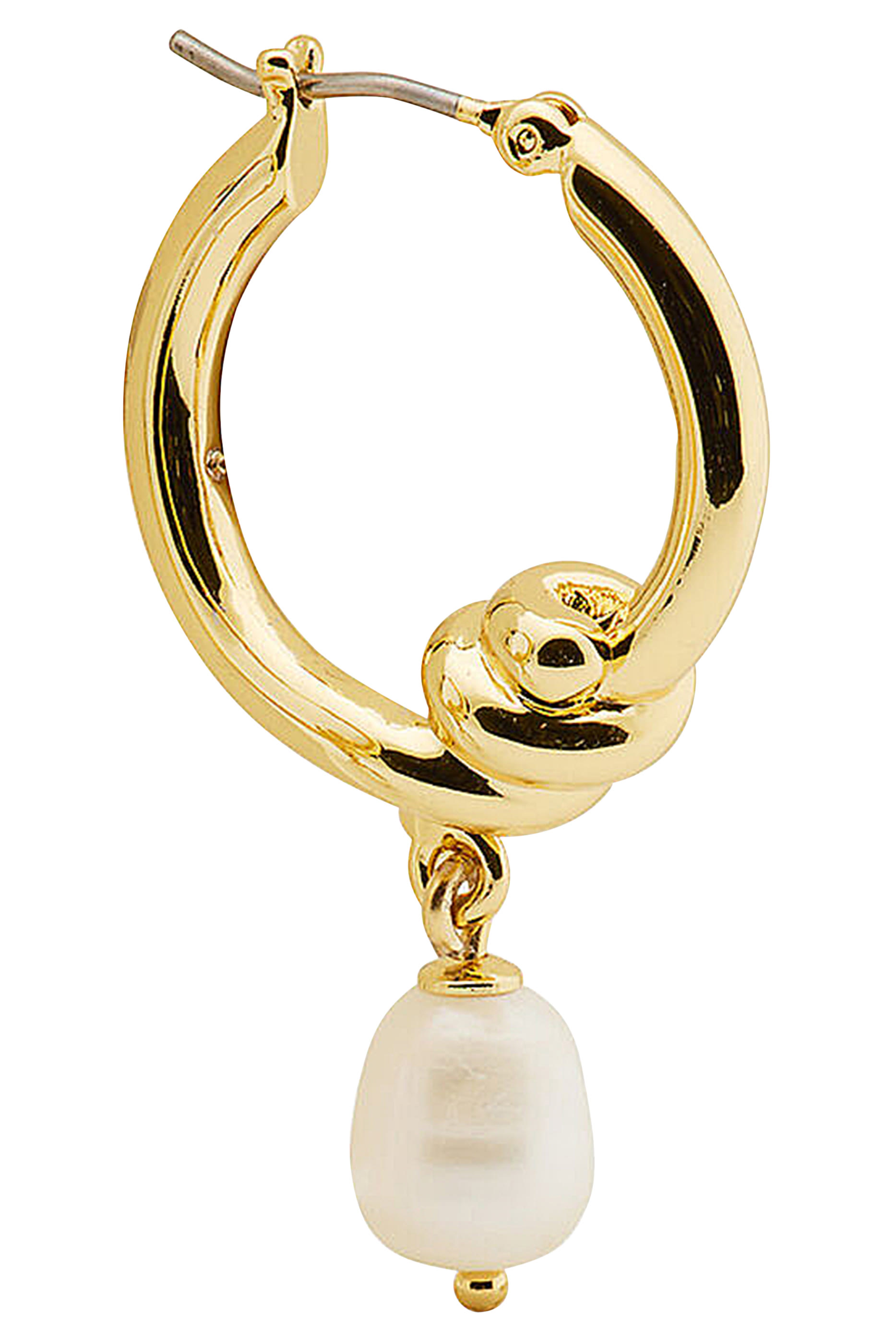 أقراط روبس اند نوتس متدلية مزينة بأحجار بافيه ولؤلؤ مياه عذبة، معدن مطلي