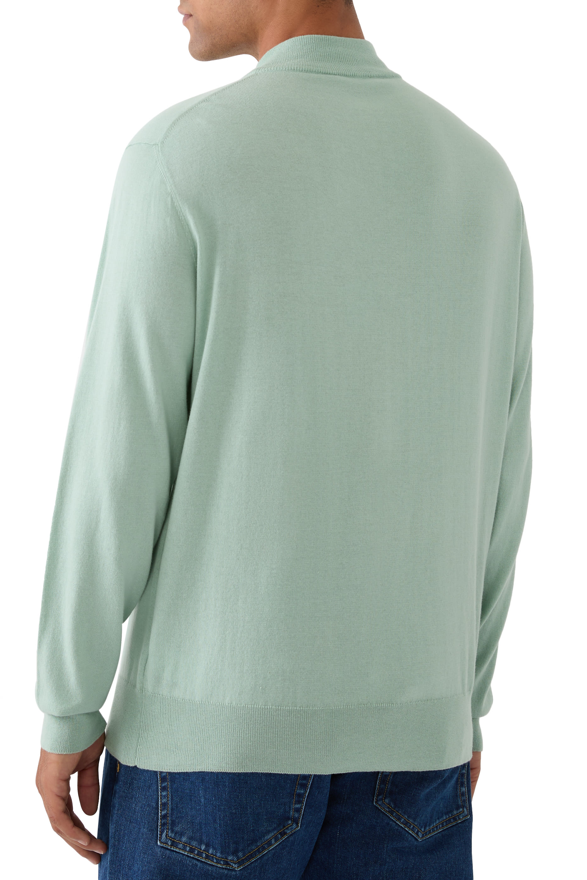 قميص بولو منسوج بربع سحاب قطن وكشمير