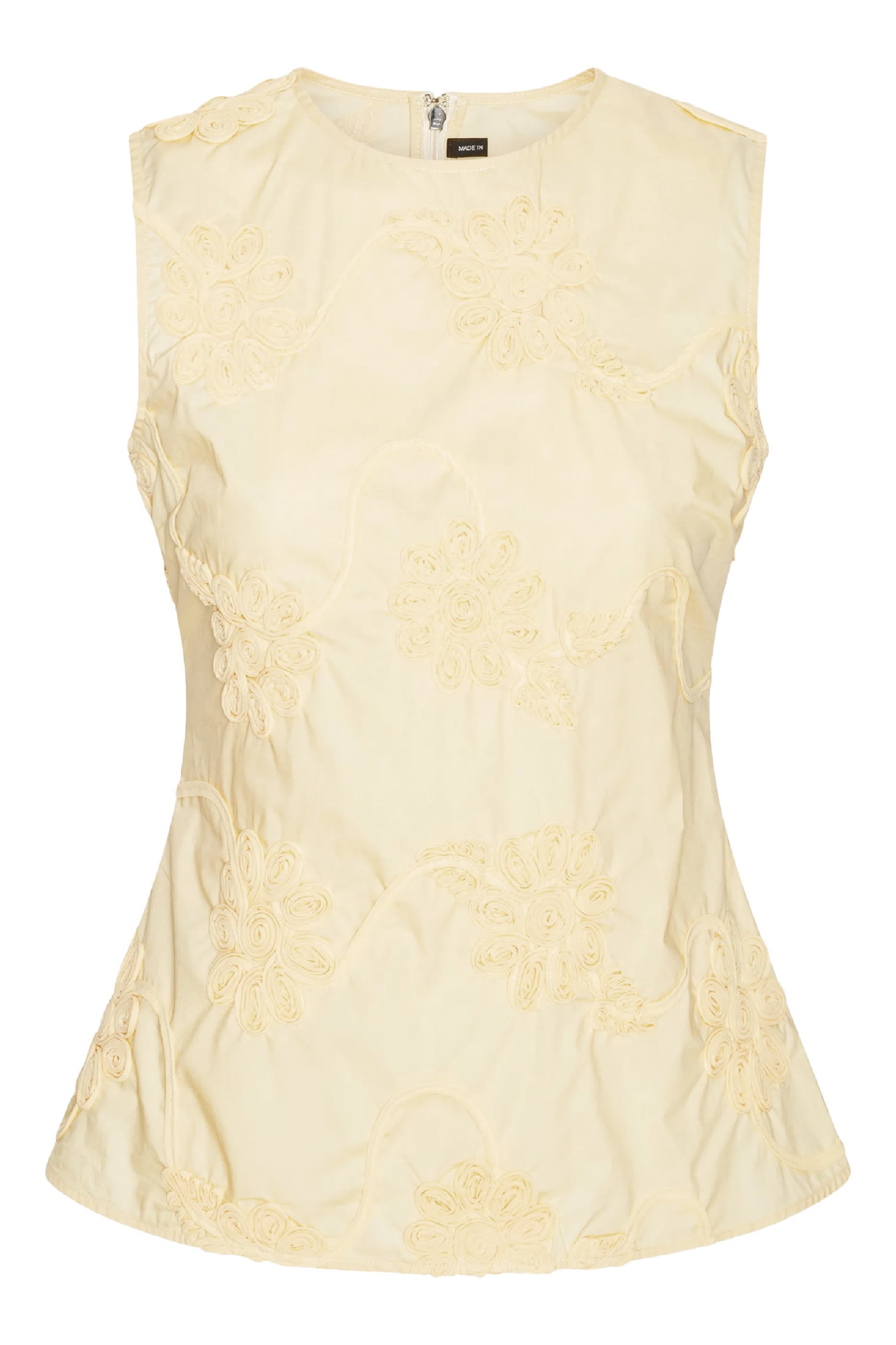 بلوزة بلا أكمام بزهور مطرزة