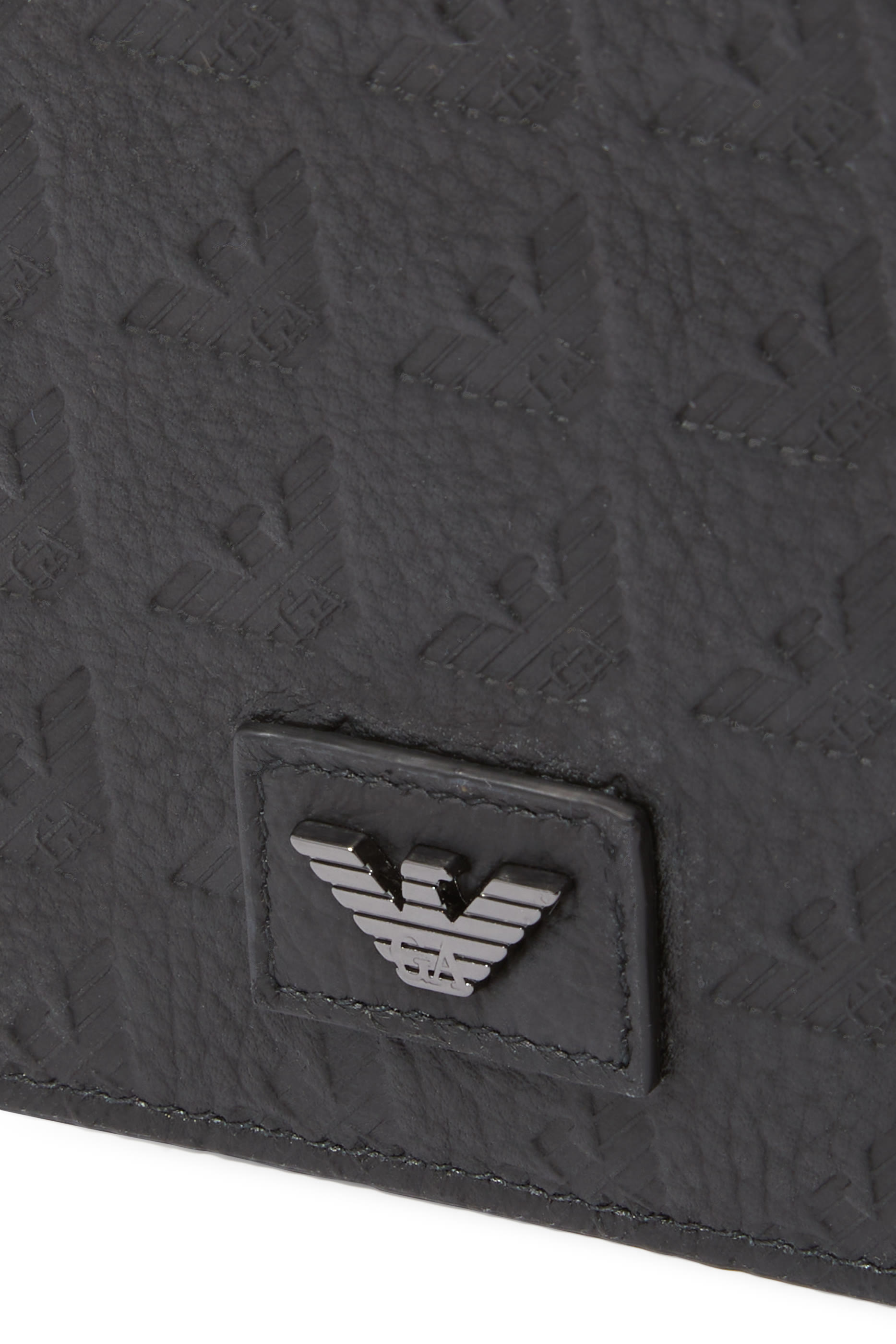 محفظة ثنائية الطي بنقشة شعار الماركة