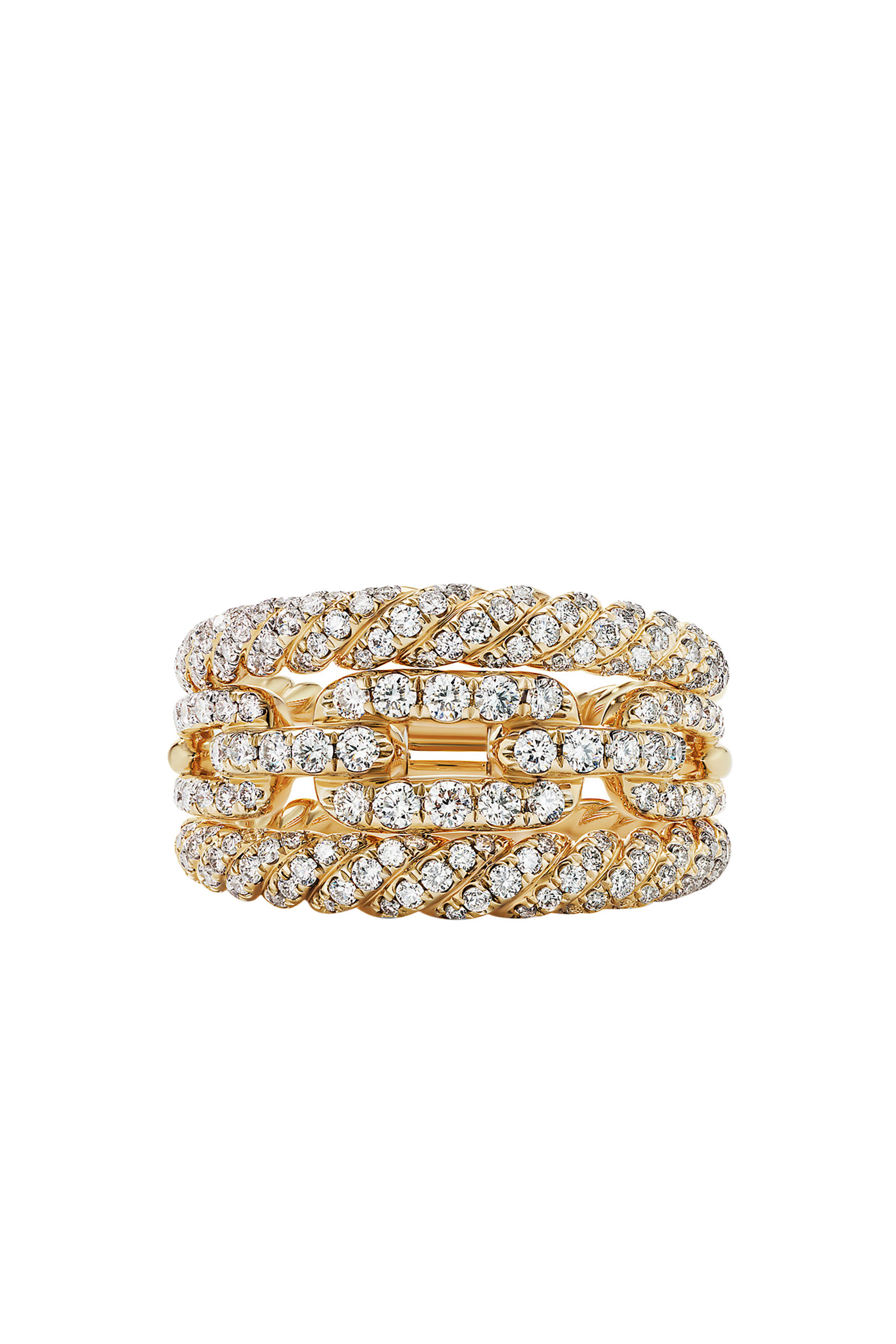 Stax Three Row Full Pav&eacute; Ring, 18k Yellow Gold & Diamonds&nbsp;