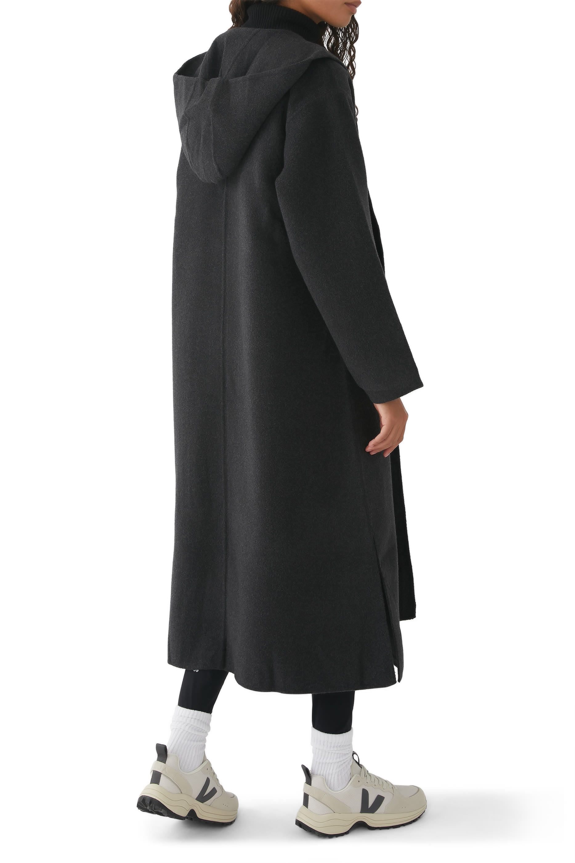 معطف صوف بغطاء رأس