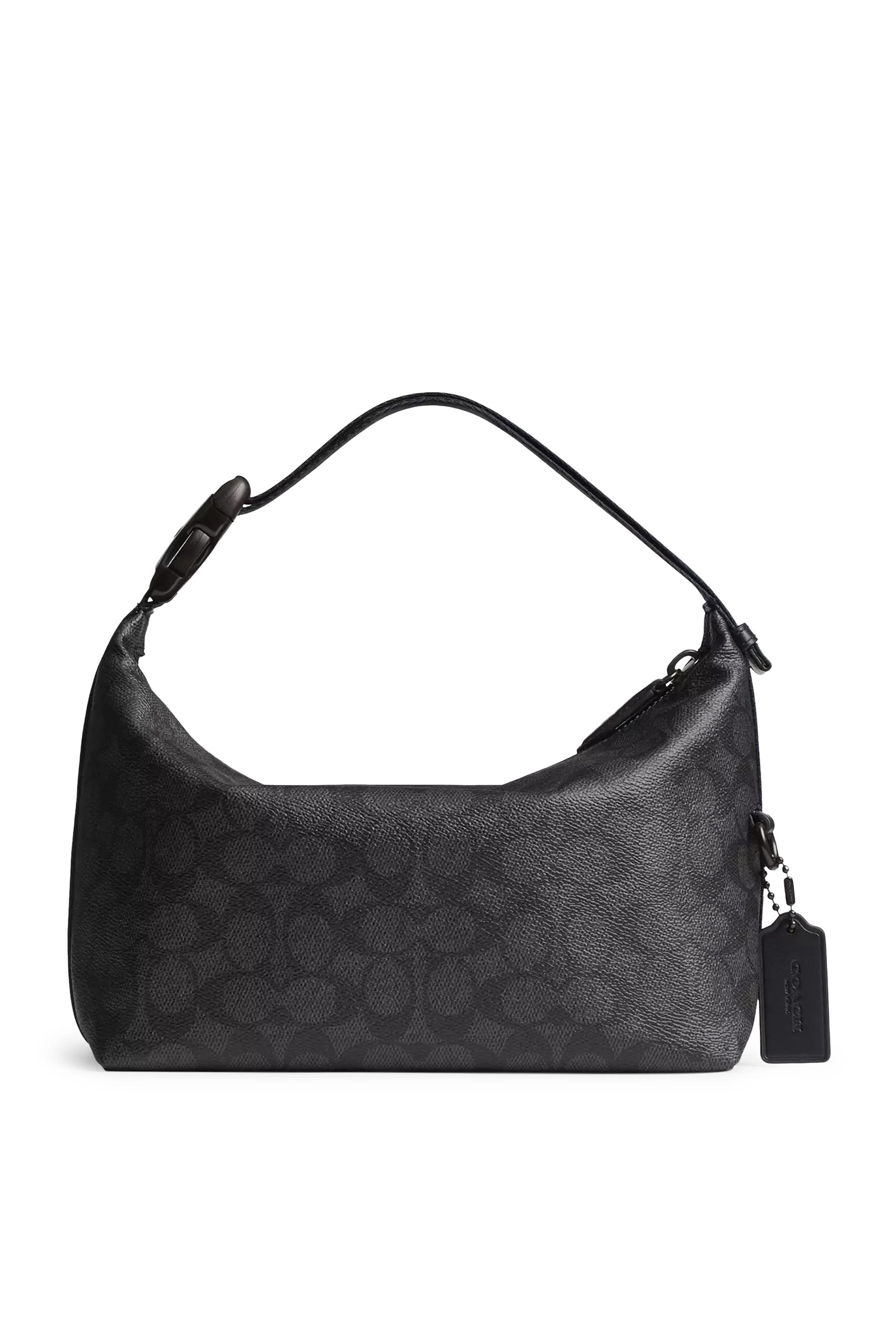 حقيبة سفر بمشبك سريع للإغلاق، قماش قنب مزين بشعار الماركة