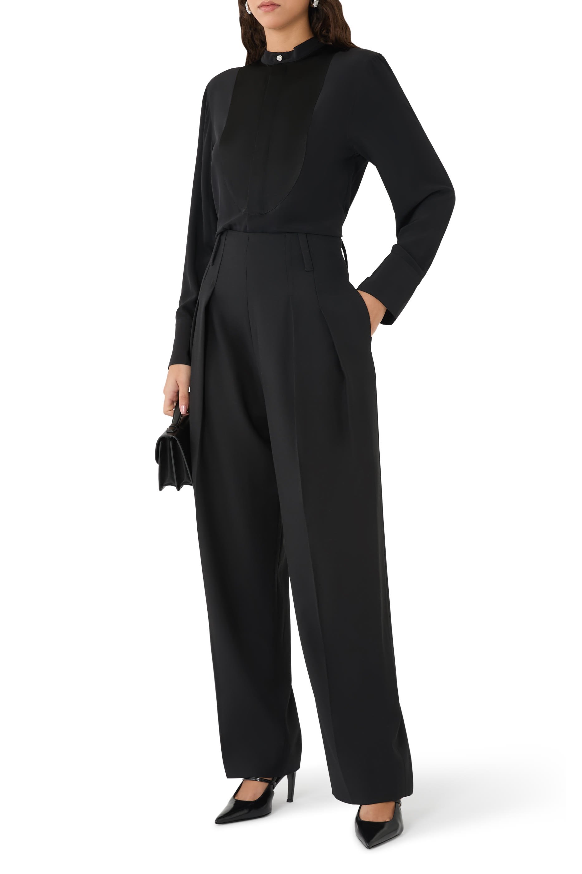 بنطال بخصر مرتفع مزموم