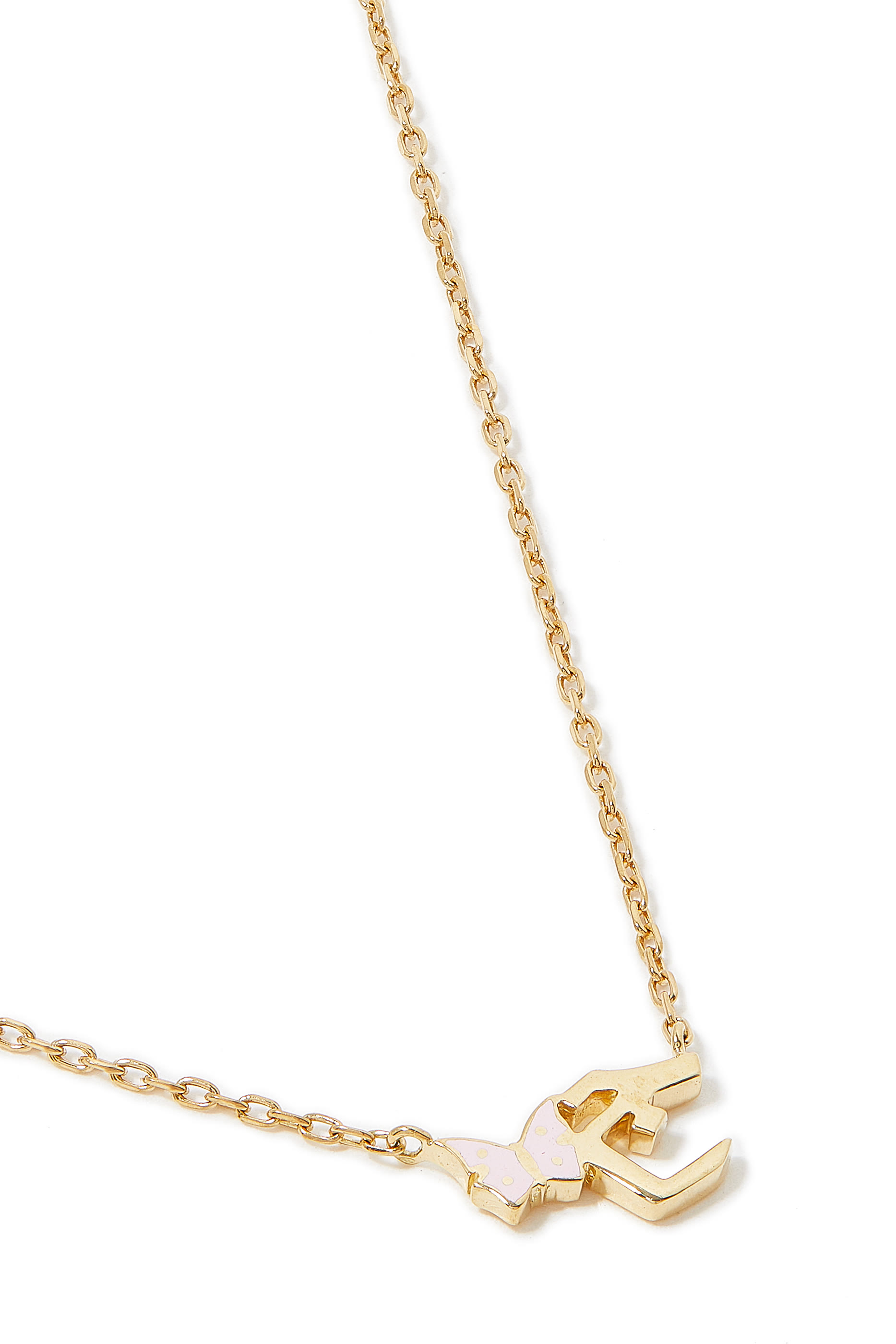 قلادة بدلاية بتصميم فراشة للأطفال، مينا وذهب أصفر عيار 18