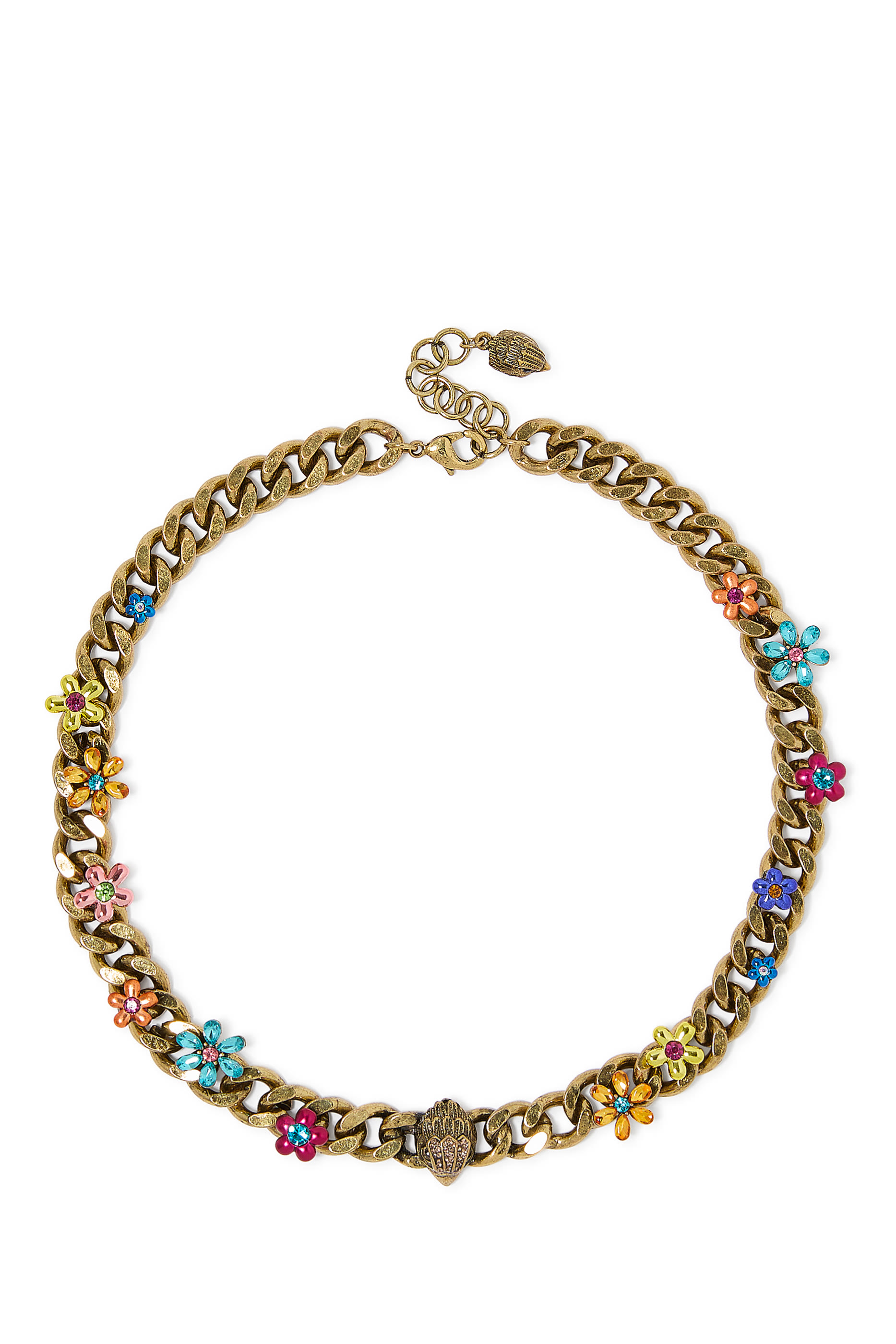 قلادة مزينة بحلي أزهار ونسر