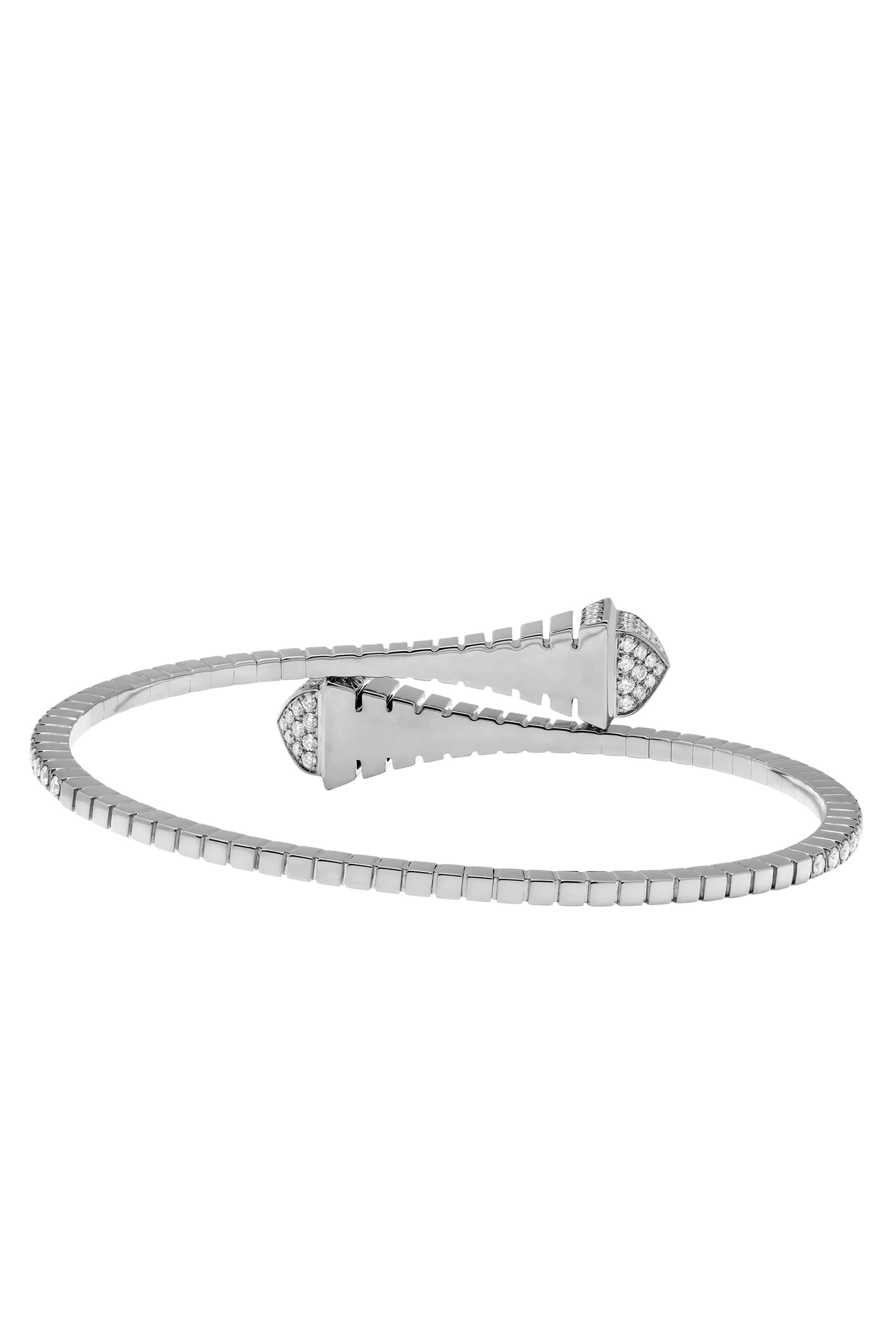 سوار كليو ريف رفيع سهل الارتداء مرصع بالماس ذهب أبيض عيار 18