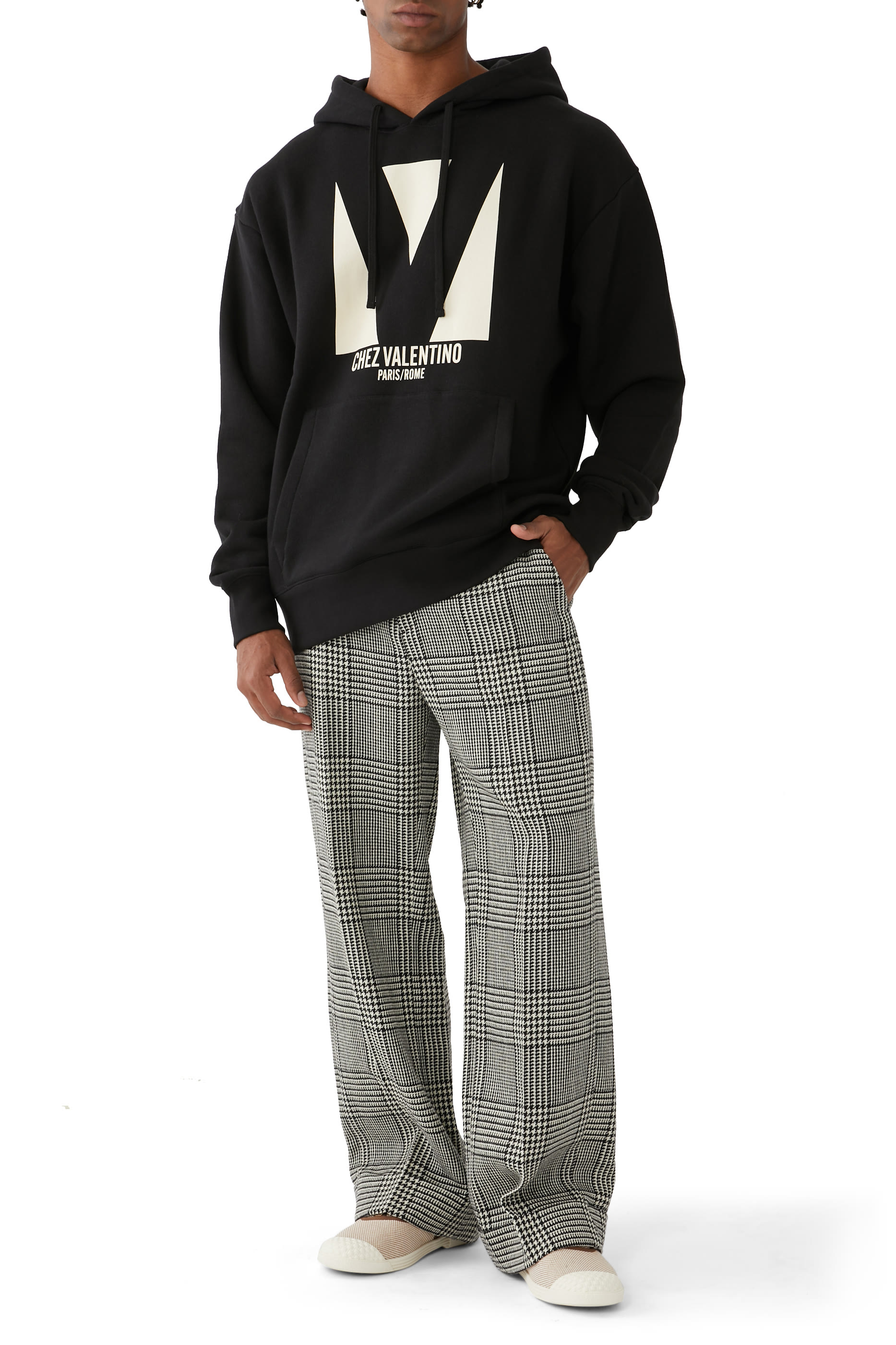 سويت شيرت بنقشة شعار الماركة وغطاء رأس قطن