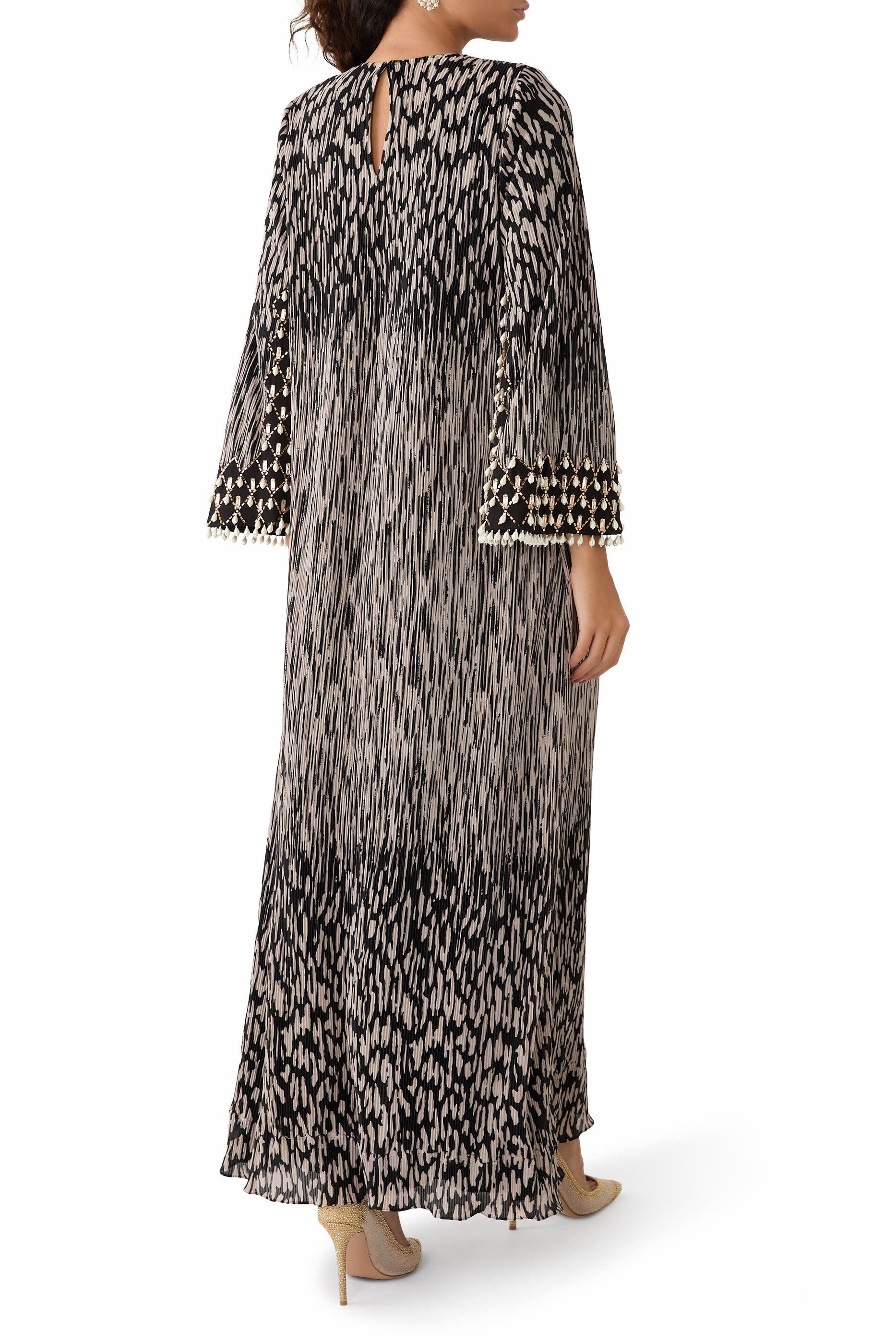 فستان وورك بتصميم مجعد مرصع بكريستال