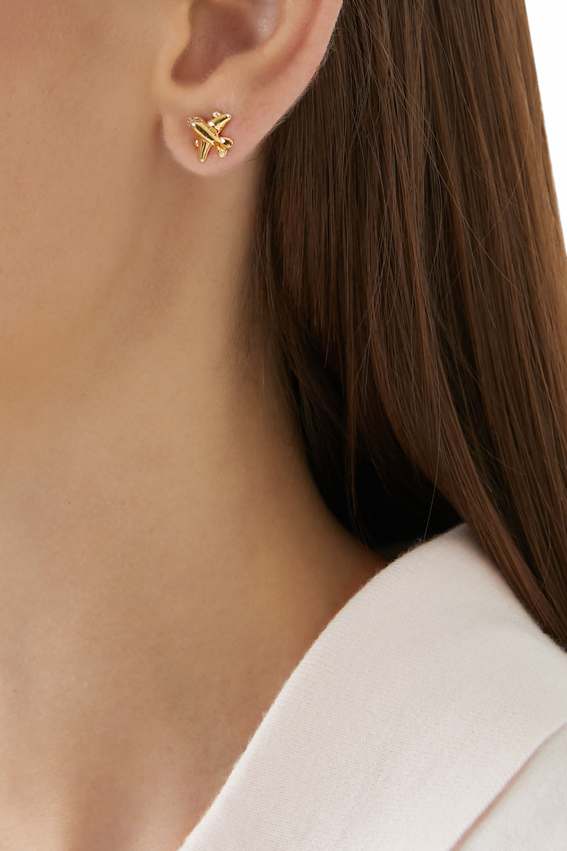 أقراط بتصميم طائرة بأحجار