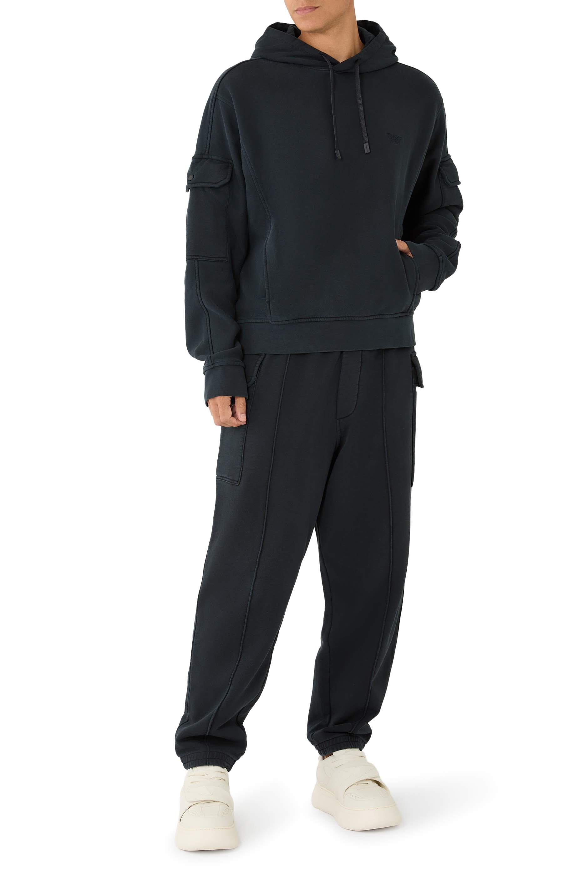 هودي بغطاء رأس بقصة فضفاضة جيرسيه فرانش تيري