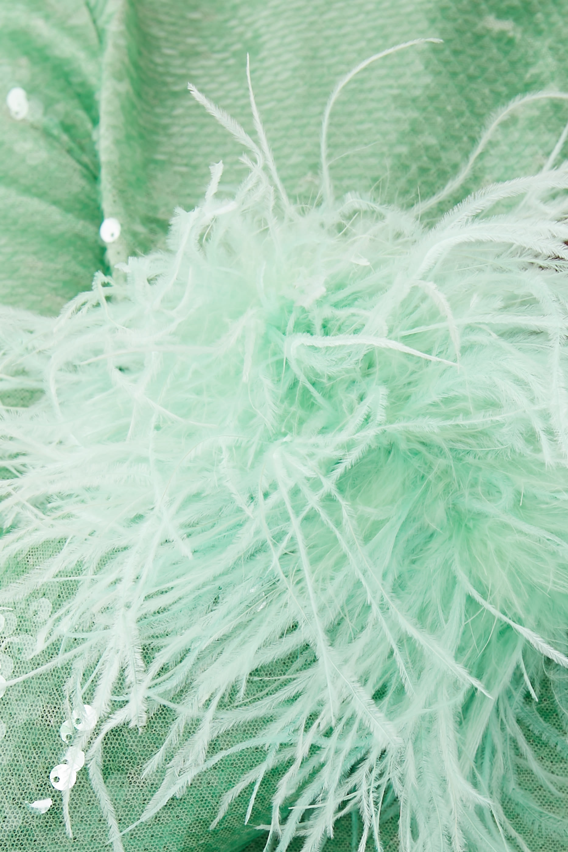 بلوزة مزينة بالترتر والريش