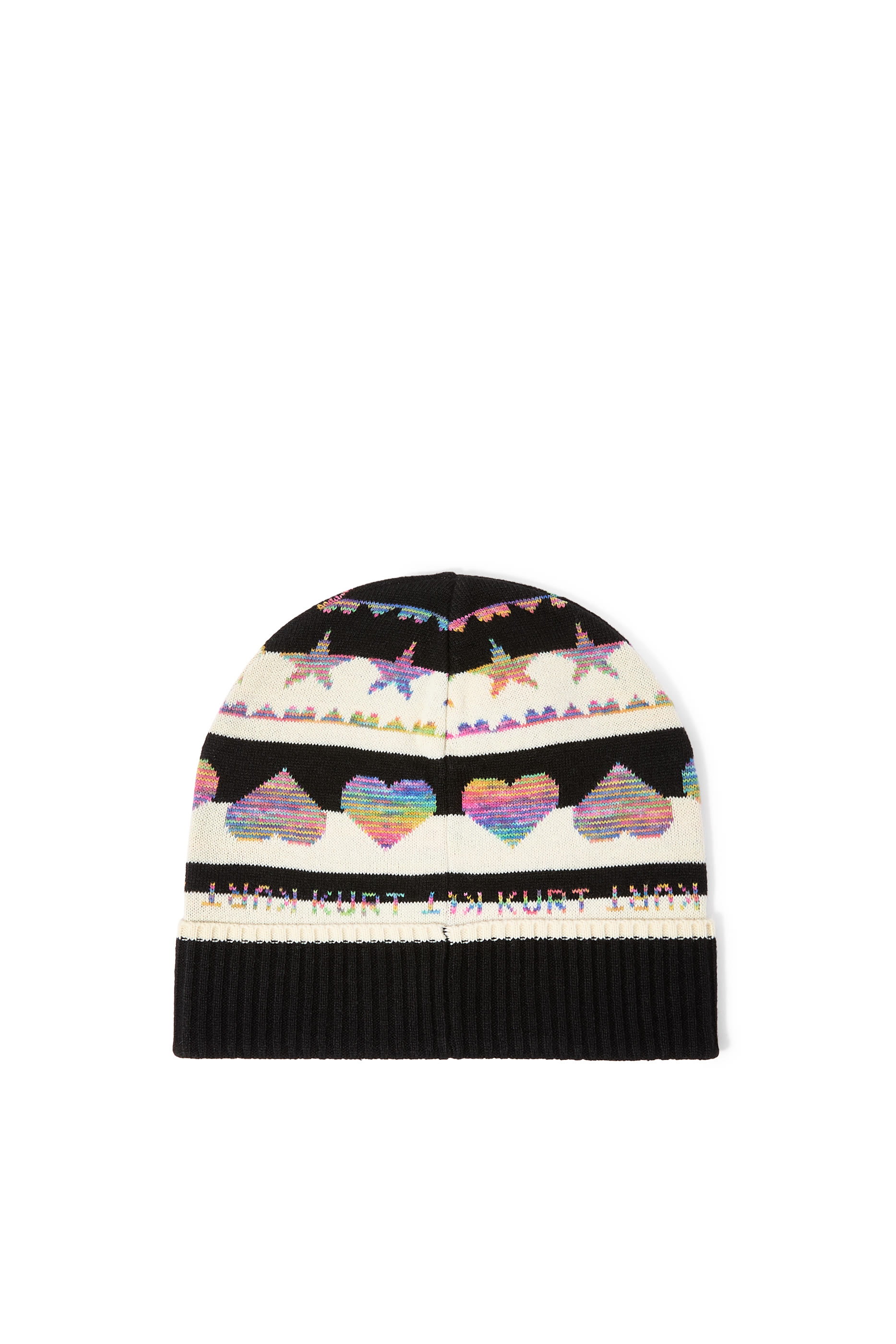 قبعة بيني مزينة بنقشة نجوم وقلوب وفيونكة