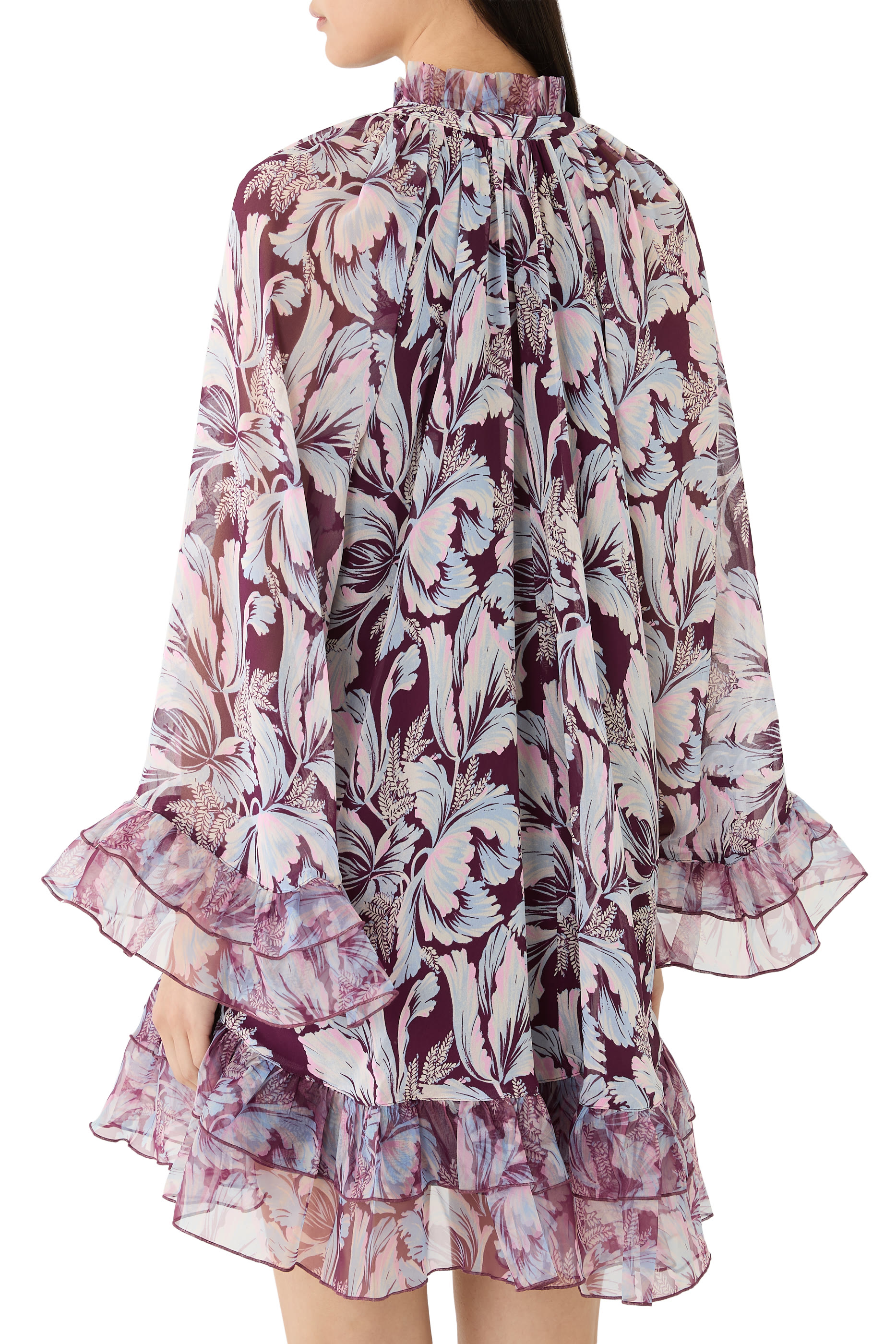 فستان ليرا قصير بنقشة توليب متعددة الألوان