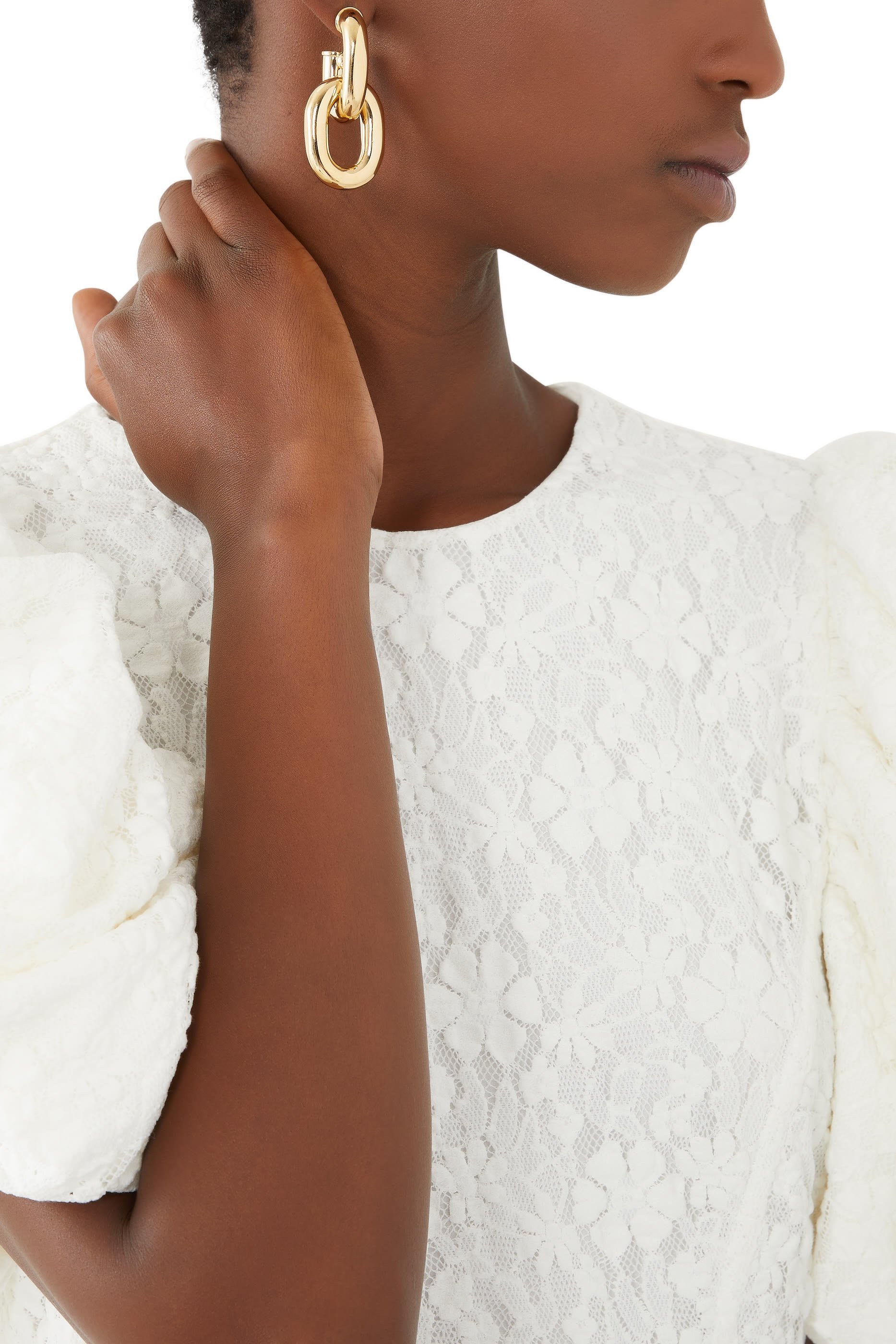 أقراط دائرية بتصميم سلسلة مزدوجة مقاس XL