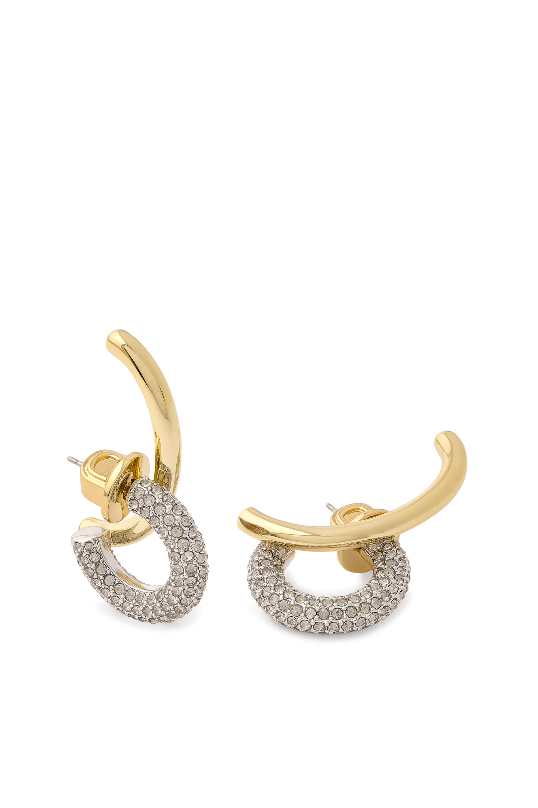 Marisa Pav&eacute; Hoops, 12K Gold Plated Brass & Crystals