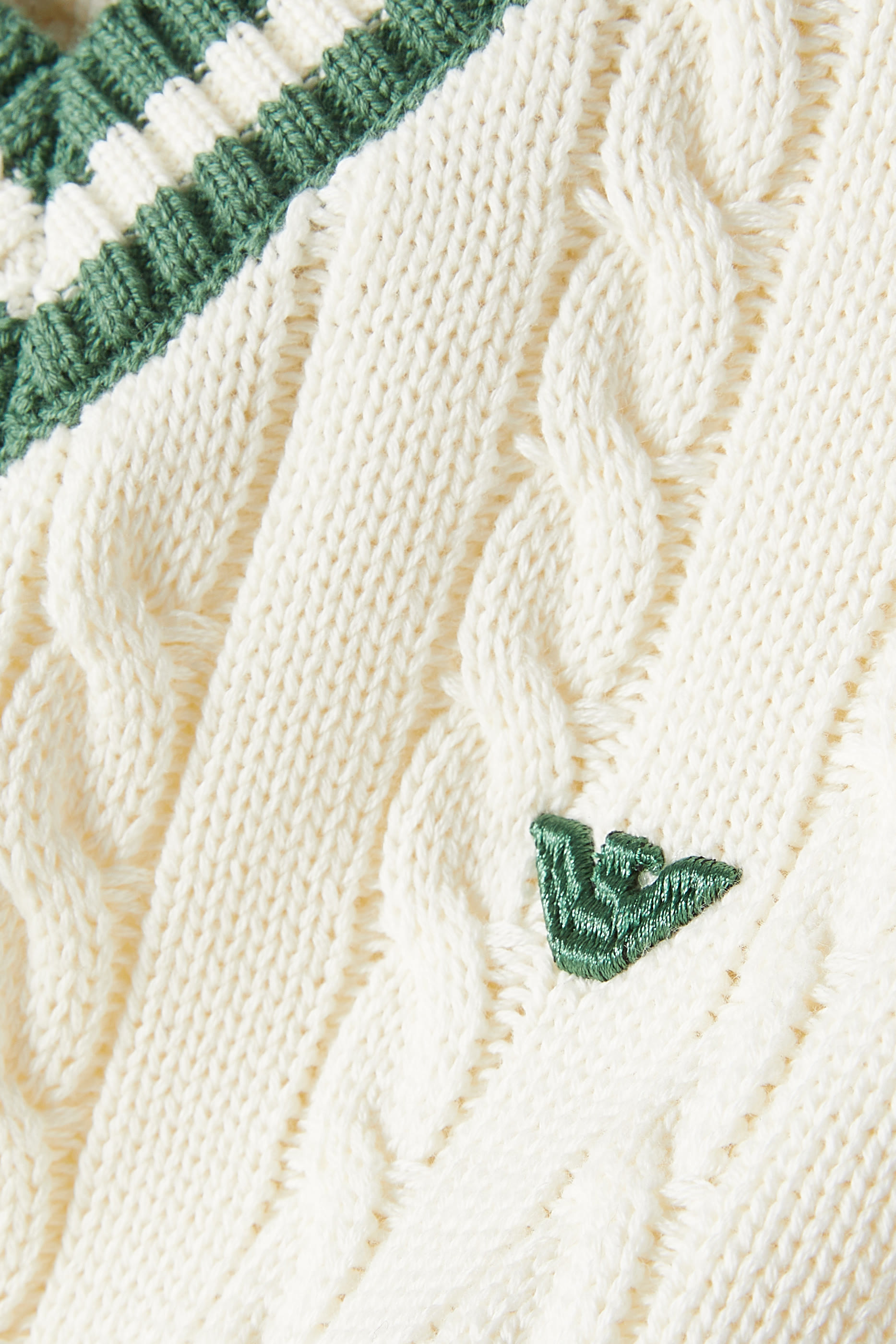 سترة منسوجة بتطريز شعار الماركة على الصدر للأطفال