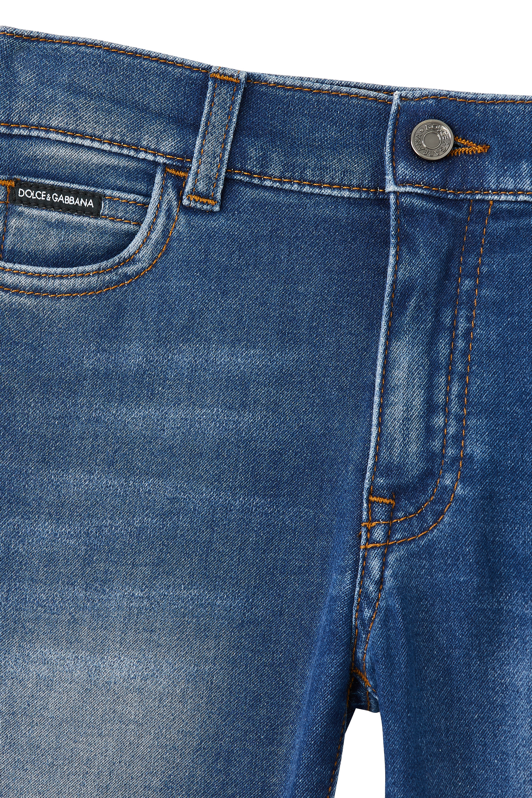 شورت دنيم للأطفال بحلية بشعار الماركة