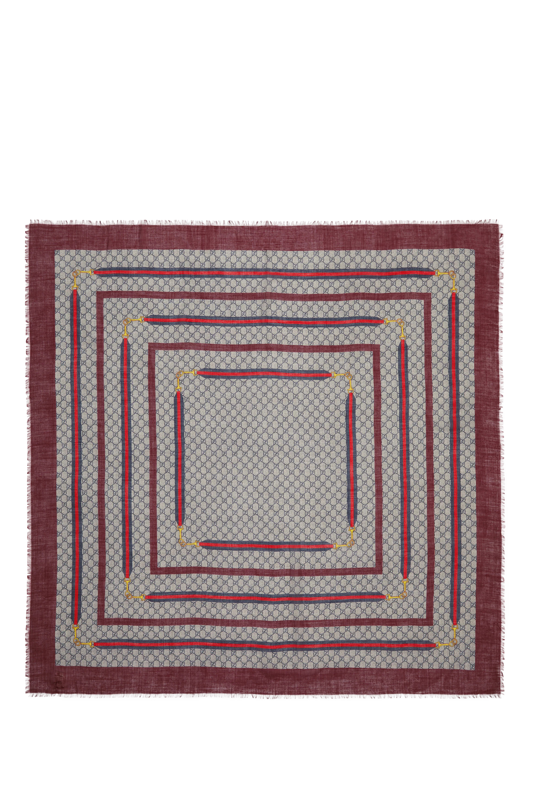 وشاح بنقشة حرفي شعار الماركة مزيج حرير