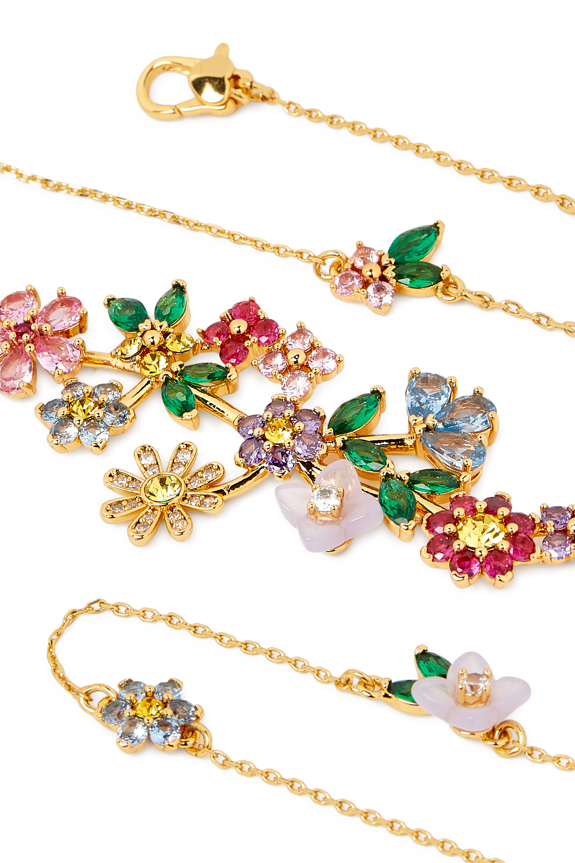 قلادة براستينغ بلومز مرصعة بأحجار زركونيا مكعبة، حجر زجاجي تشيكي، راتنج