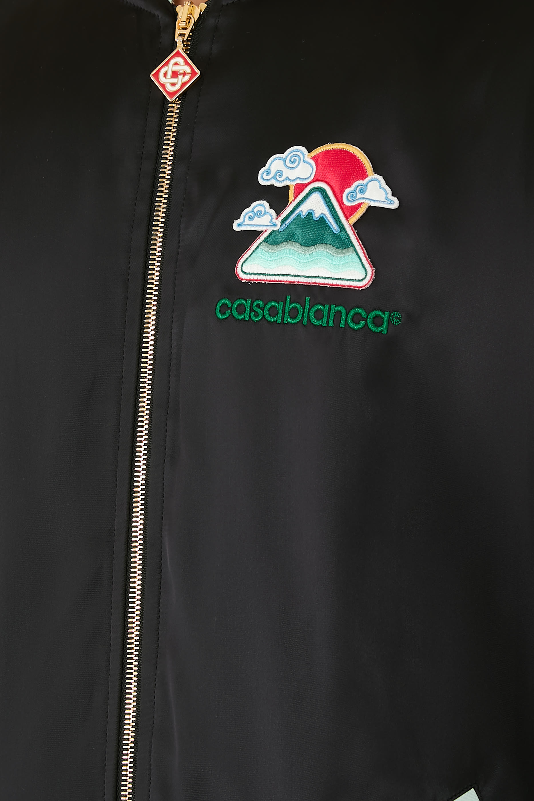 Embroidered Satin Bomber Jacket