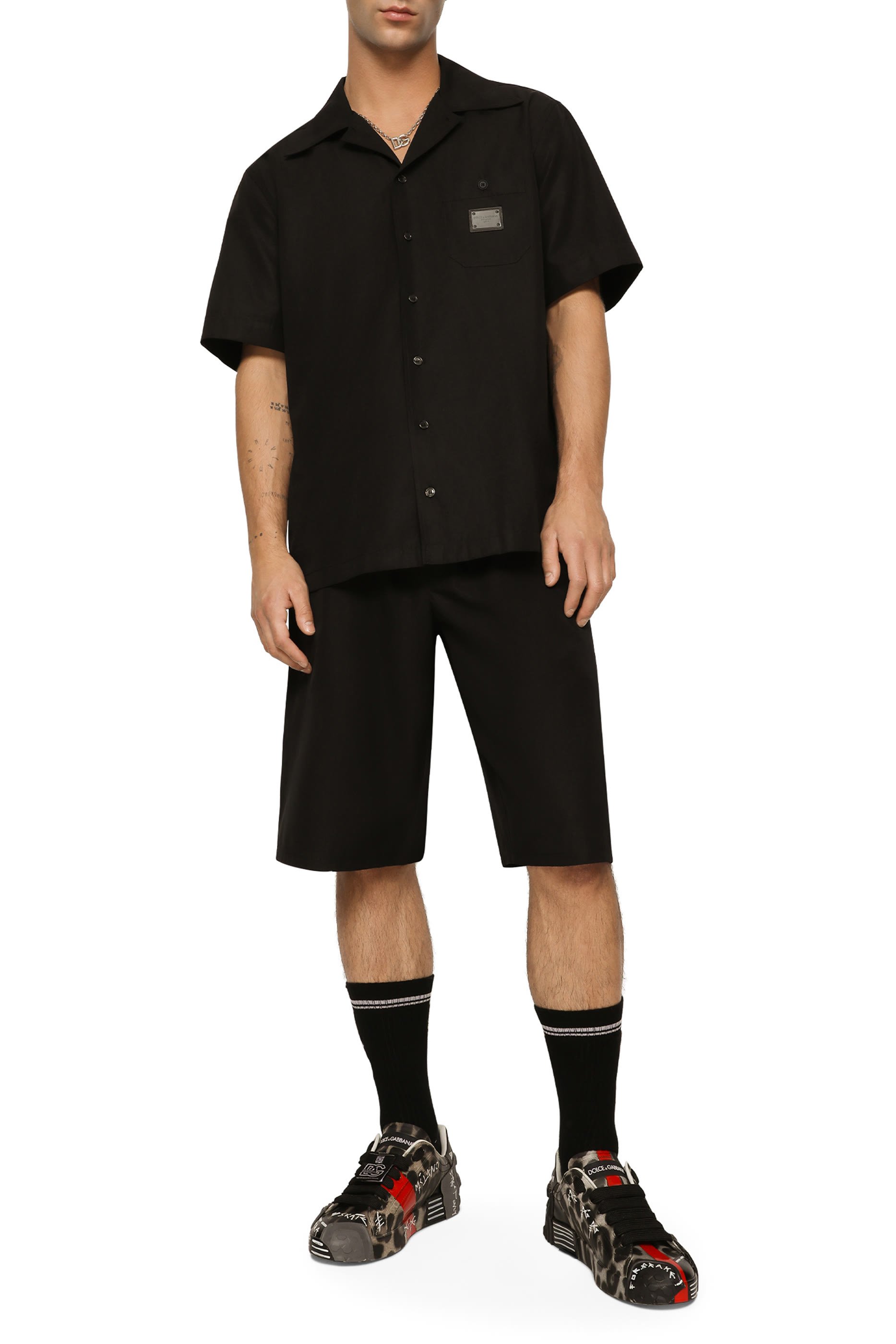 قميص هاوايان بشارة بشعار الماركة قطن