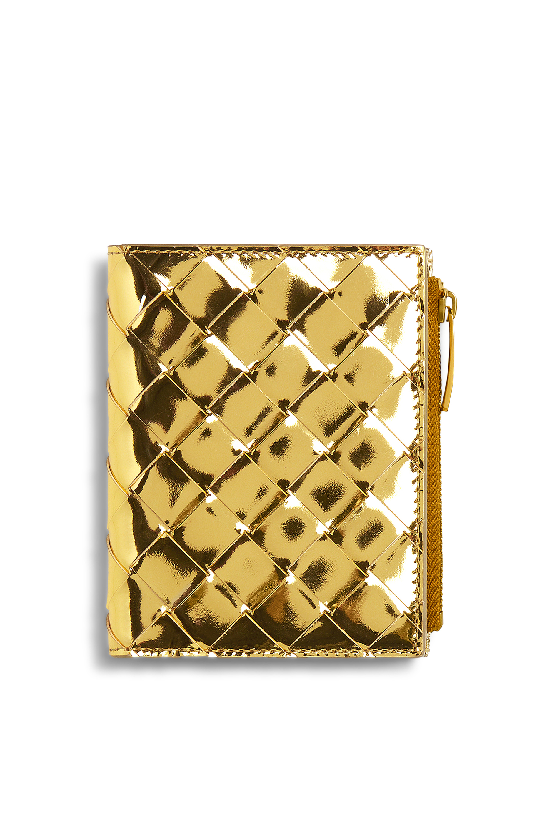 محفظة صغيرة ثنائية الطي بسحّاب بتصميم مجدول