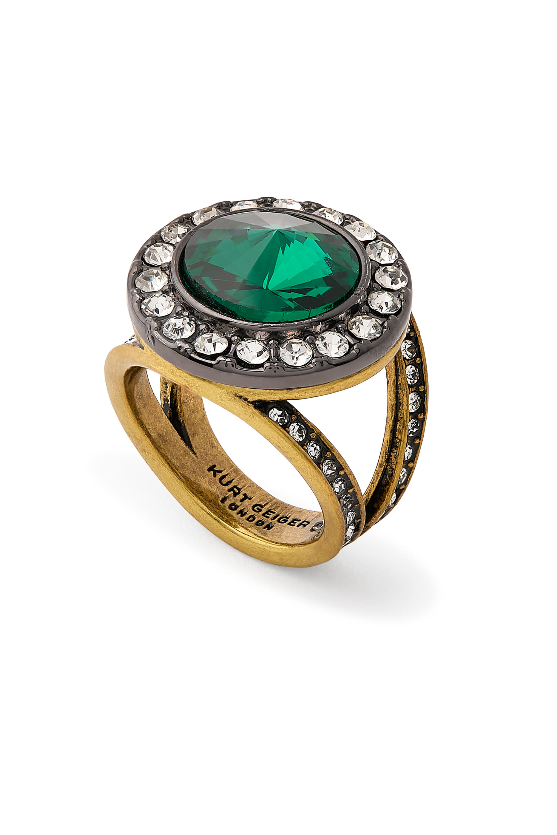 خاتم أوكتافيا صغير مرصع بأحجار زركونيا مكعبة، نحاس وزجاج.