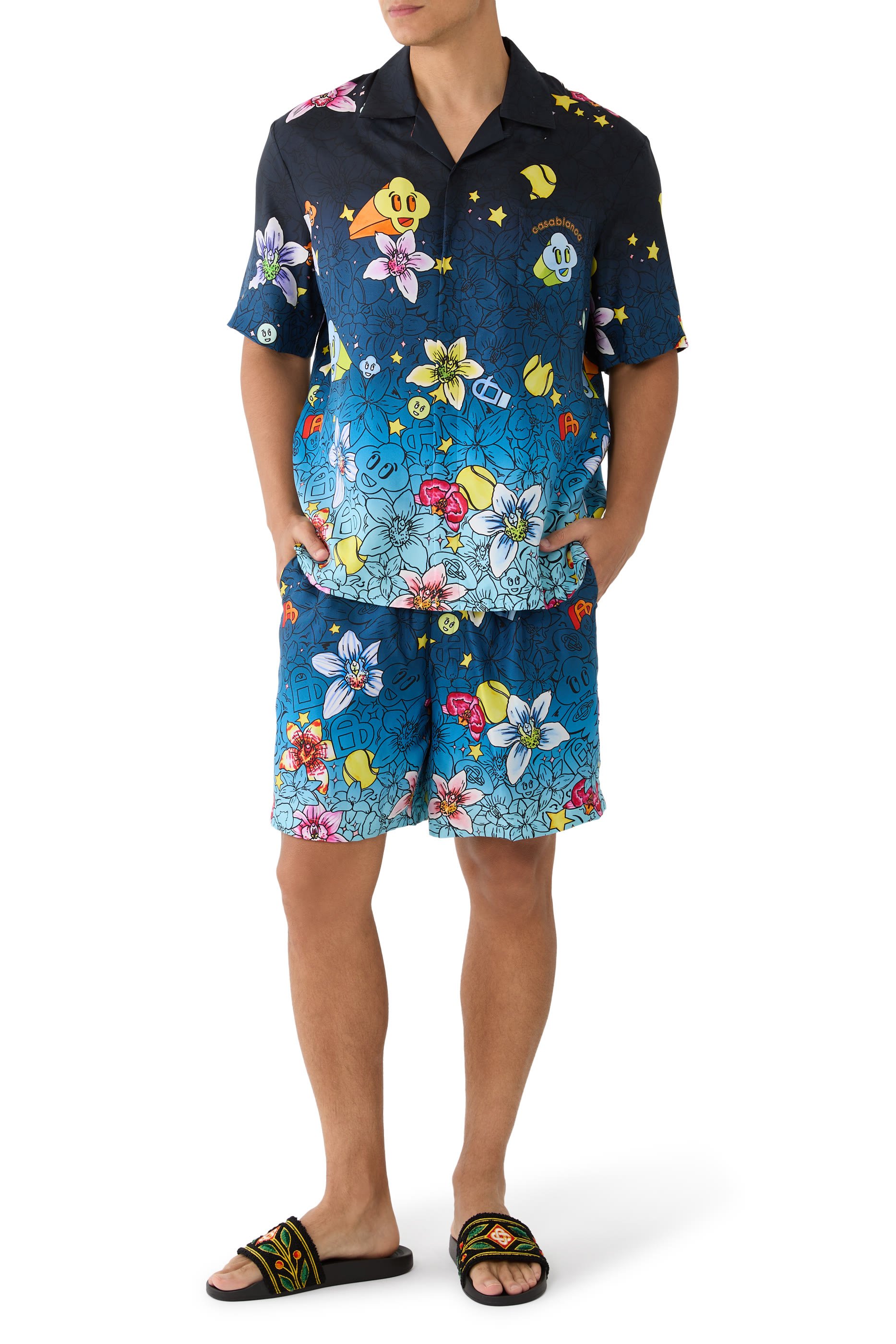 قميص كولاج دايكونز غرافيكس بأكمام قصيرة حرير