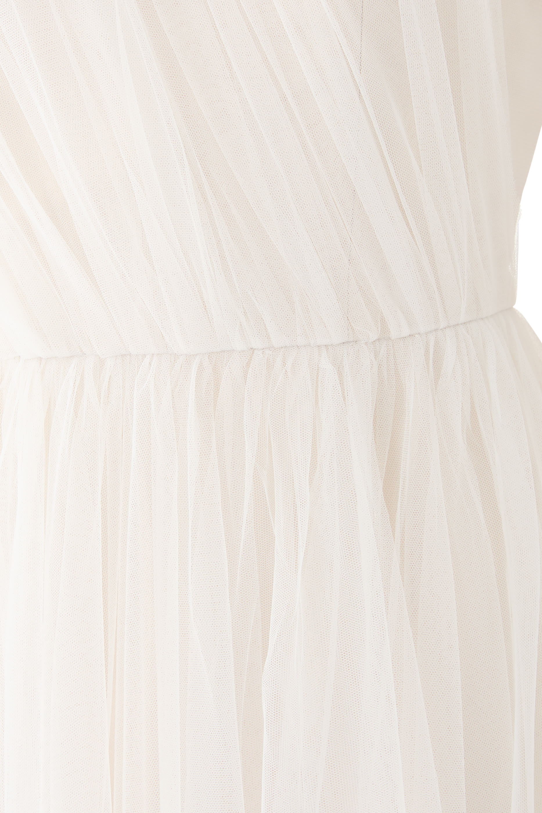 فستان سهرة بتصميم غير متماثل بذيل جانبي تول درابيه