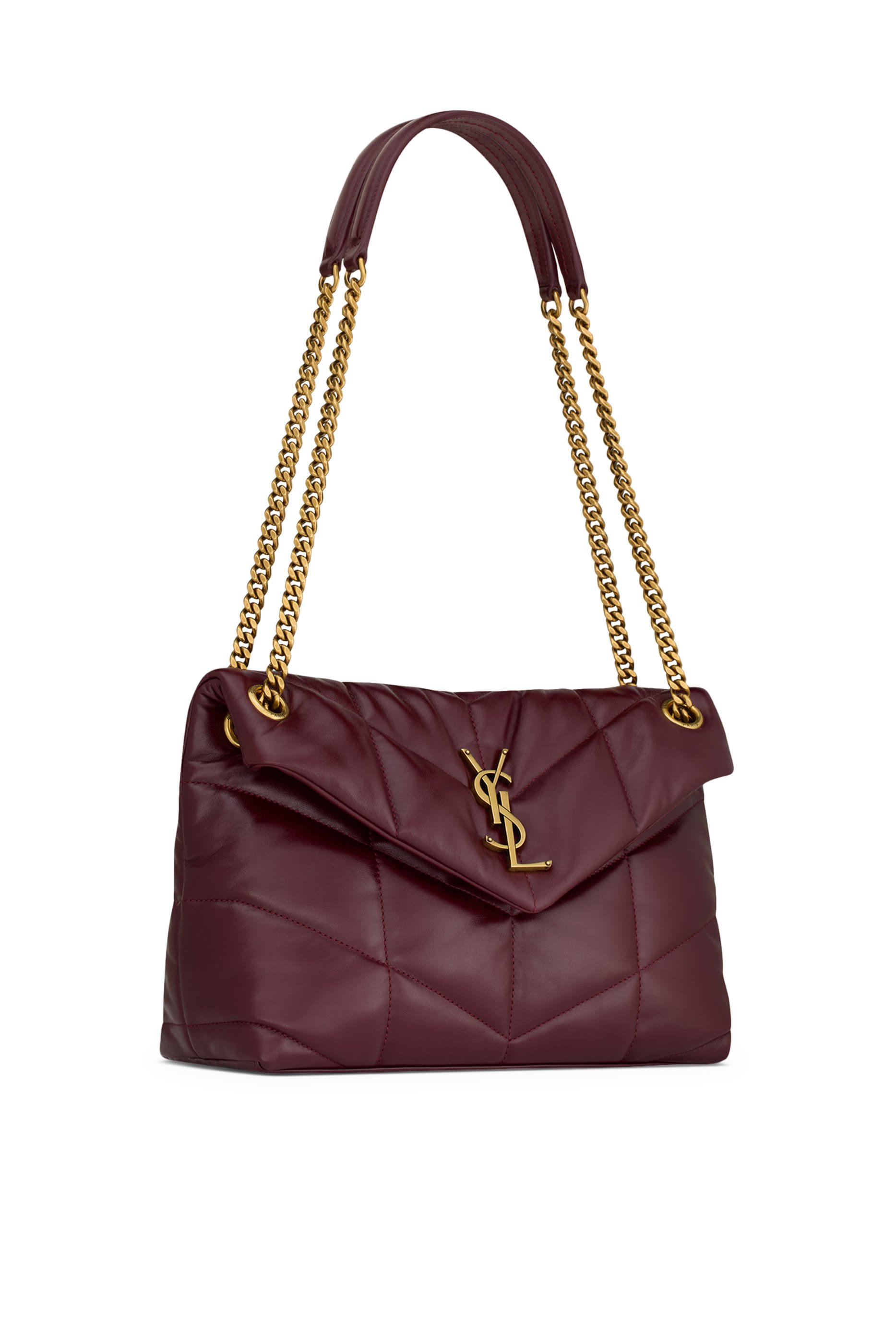 حقيبة كتف صغيرة بتصميم منفوخ جلد لامع