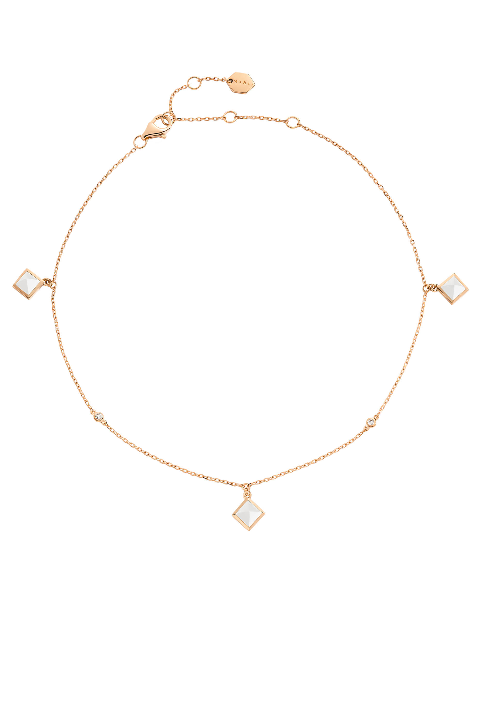 خلخال كليو بحلي مرصعة بالماس والعقيق الأبيض ذهب وردي عيار 18