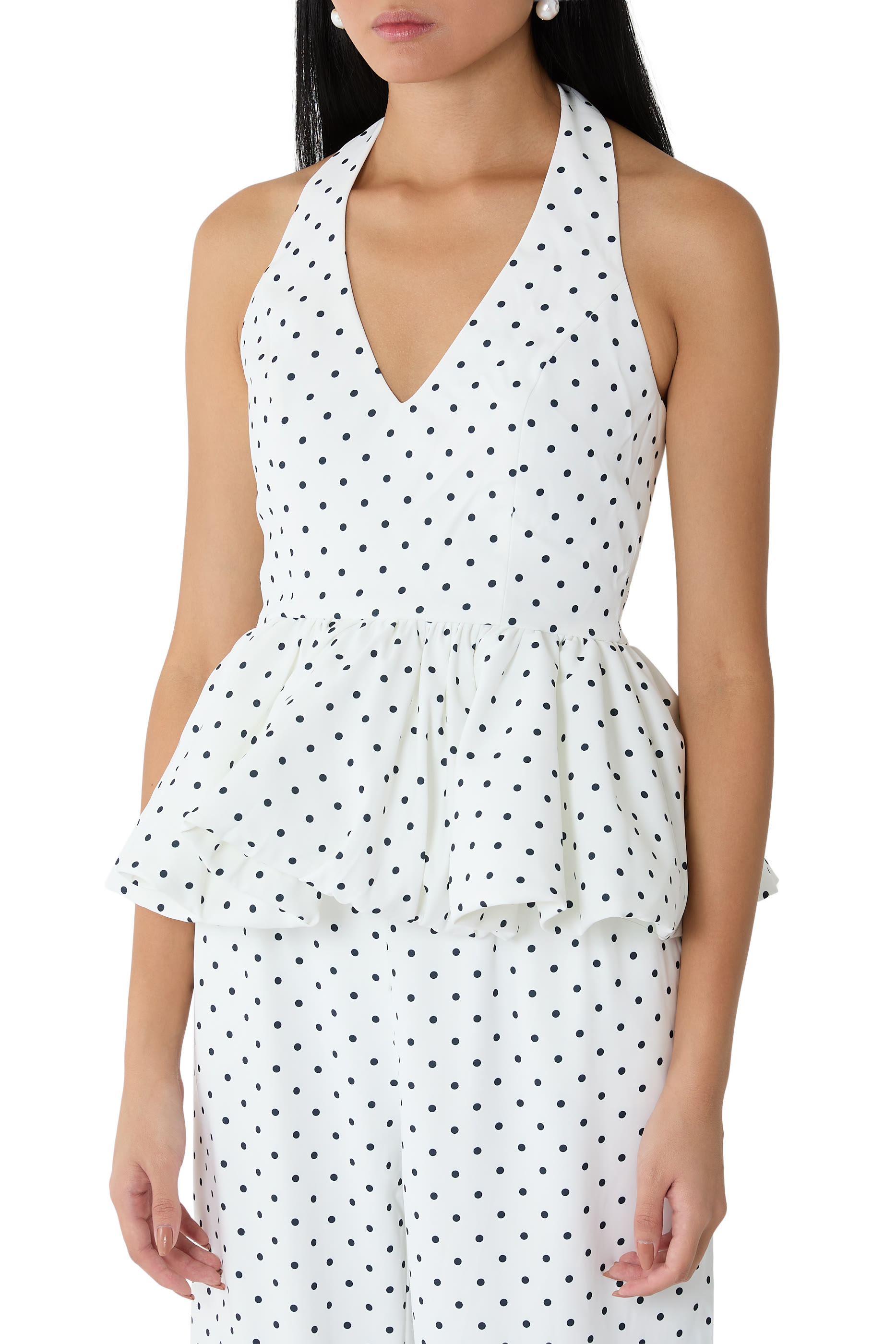 بلوزة التيميت ميوز بياقة V وحافة جرس