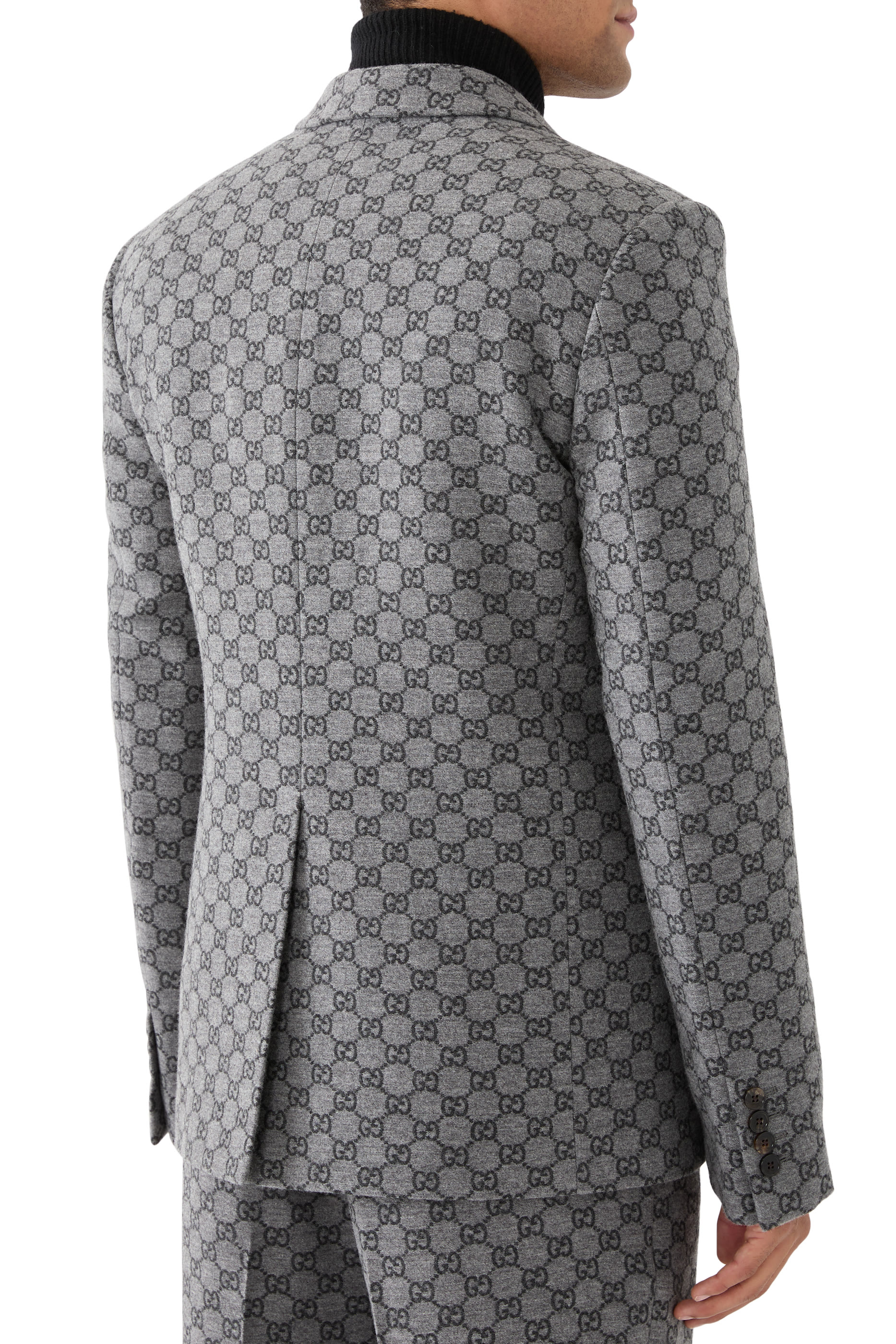 جاكيت بنقشة حرفي شعار الماركة صوف فلانيل