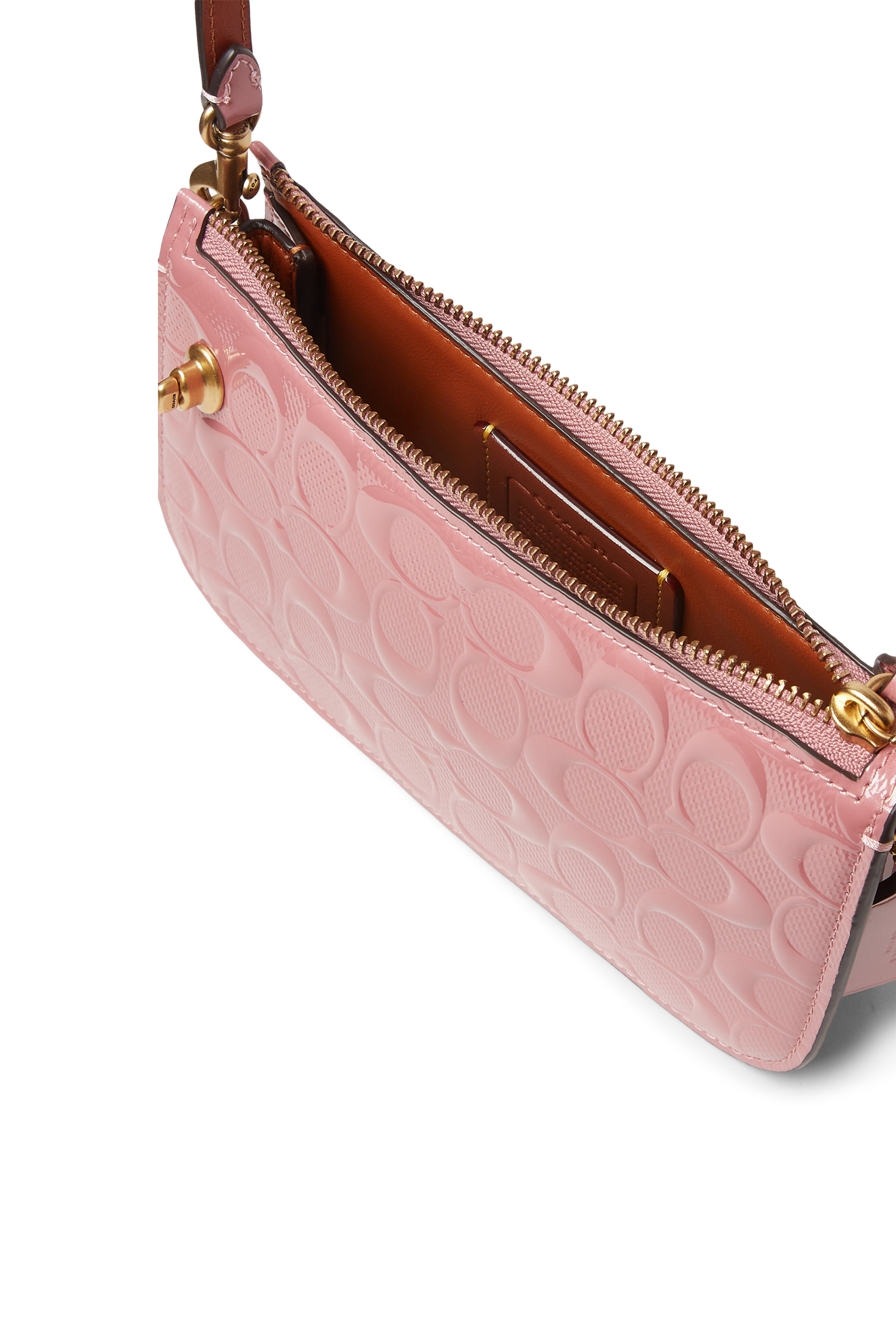 حقيبة كتف بين جلد بنقشة شعار الماركة