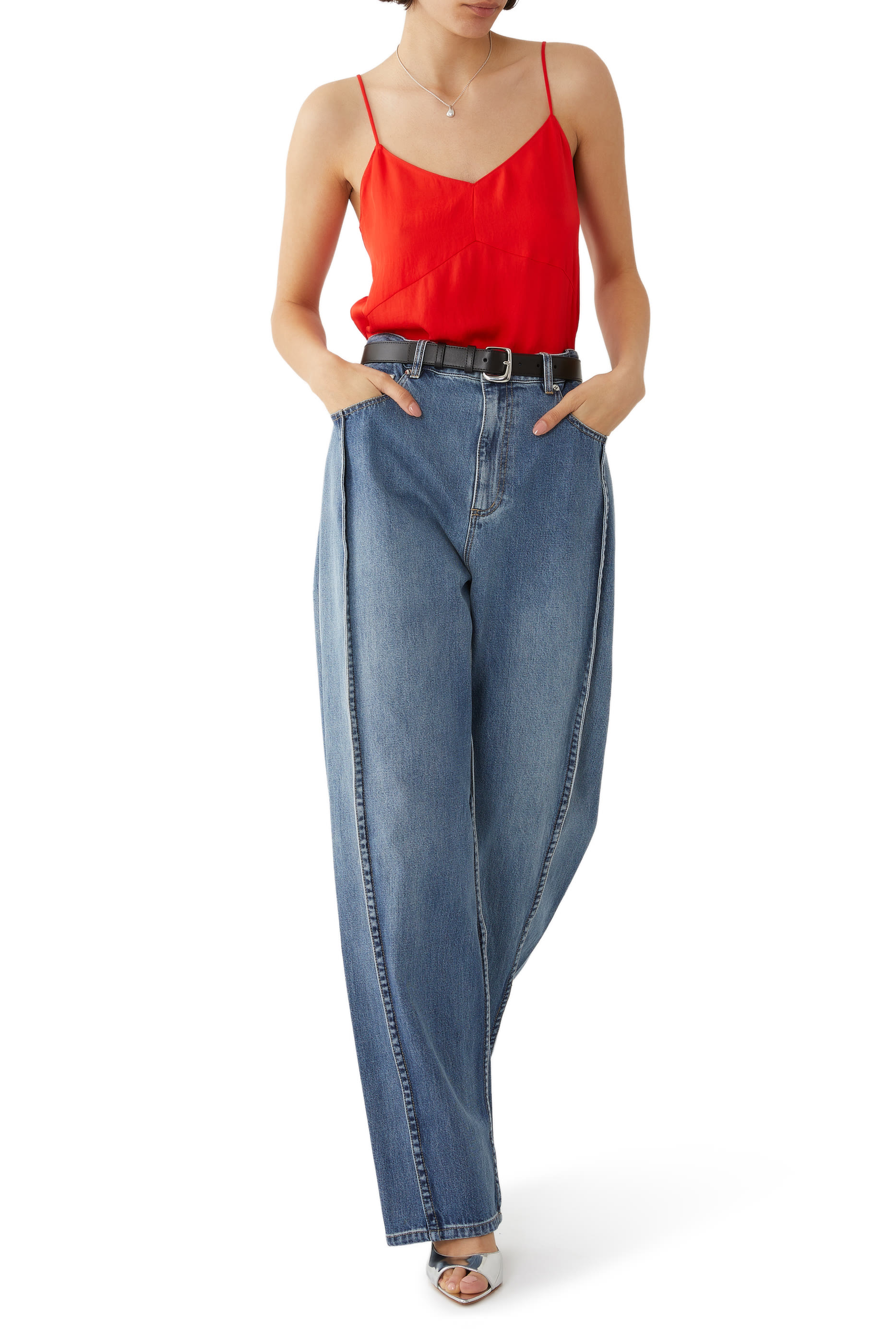 بنطال جينز دنيم بطيات