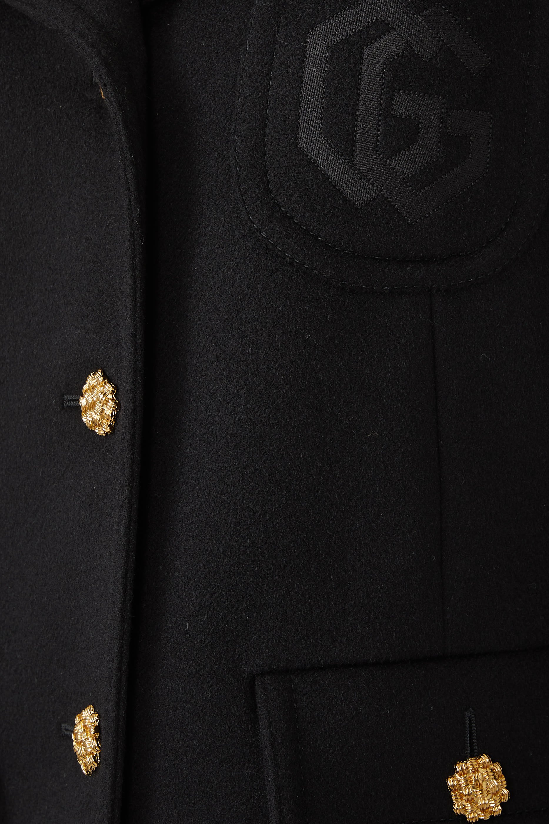 معطف صوف بتطريز شعار حرفي GG