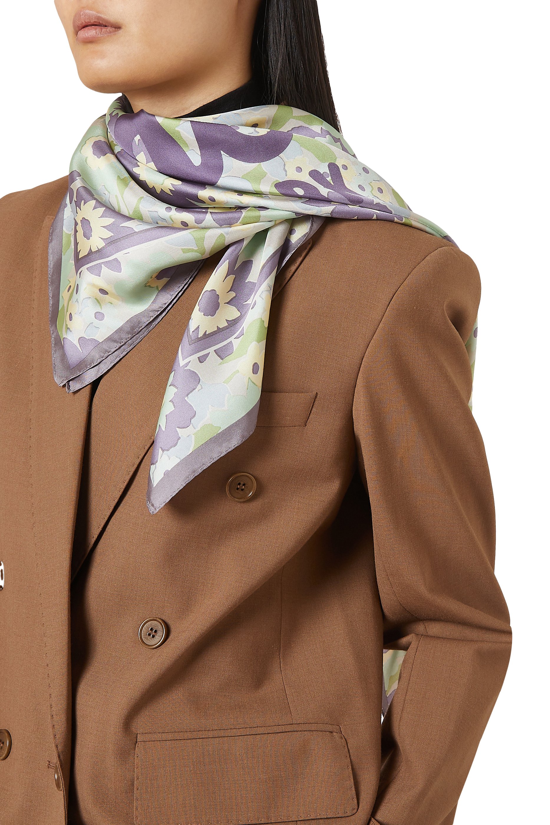 Laurel Floral Square Scarf in Silk