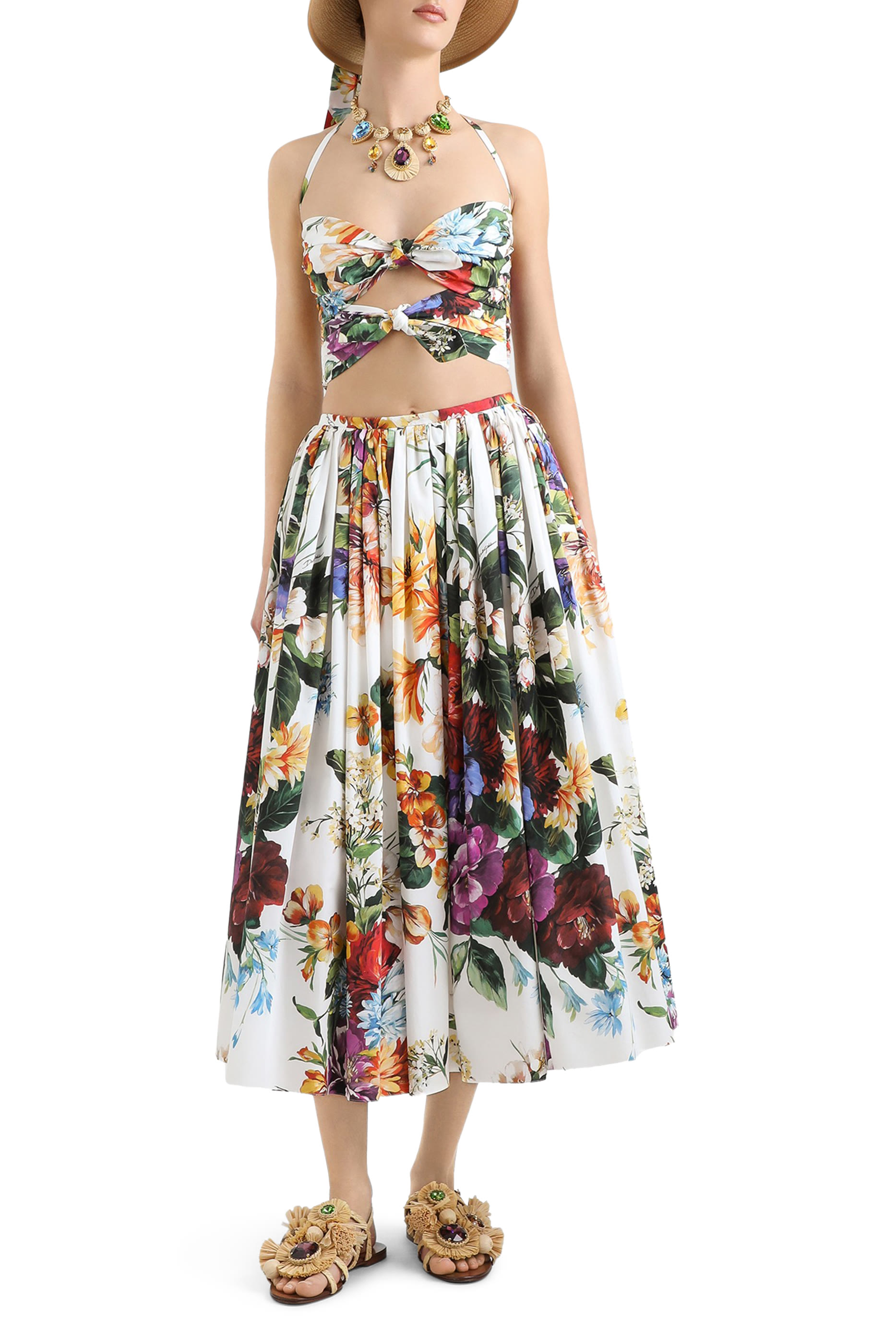 بلوزة بنقشة زهور بوبلين 